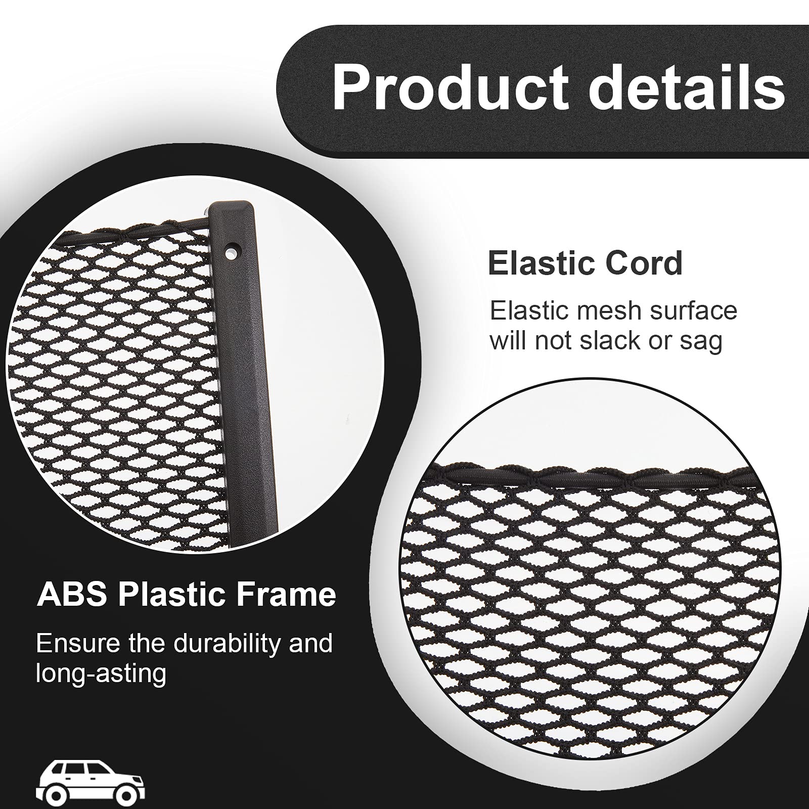 Frienda 4 Pcs Abs Plastic Frame Car Storage Net Bag Phone Car Mesh Net Holder Rv Storage Boat Cargo Pocket Organizer Framed Mesh