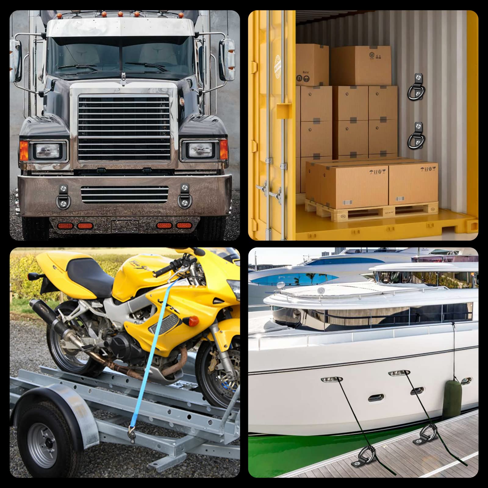 D Rings Tie Down Anchors 3/8    Heavy Duty 6000 Pound Breaking Strength For Rv Camper Pickup Trailer Cargo Control, Tying Down M