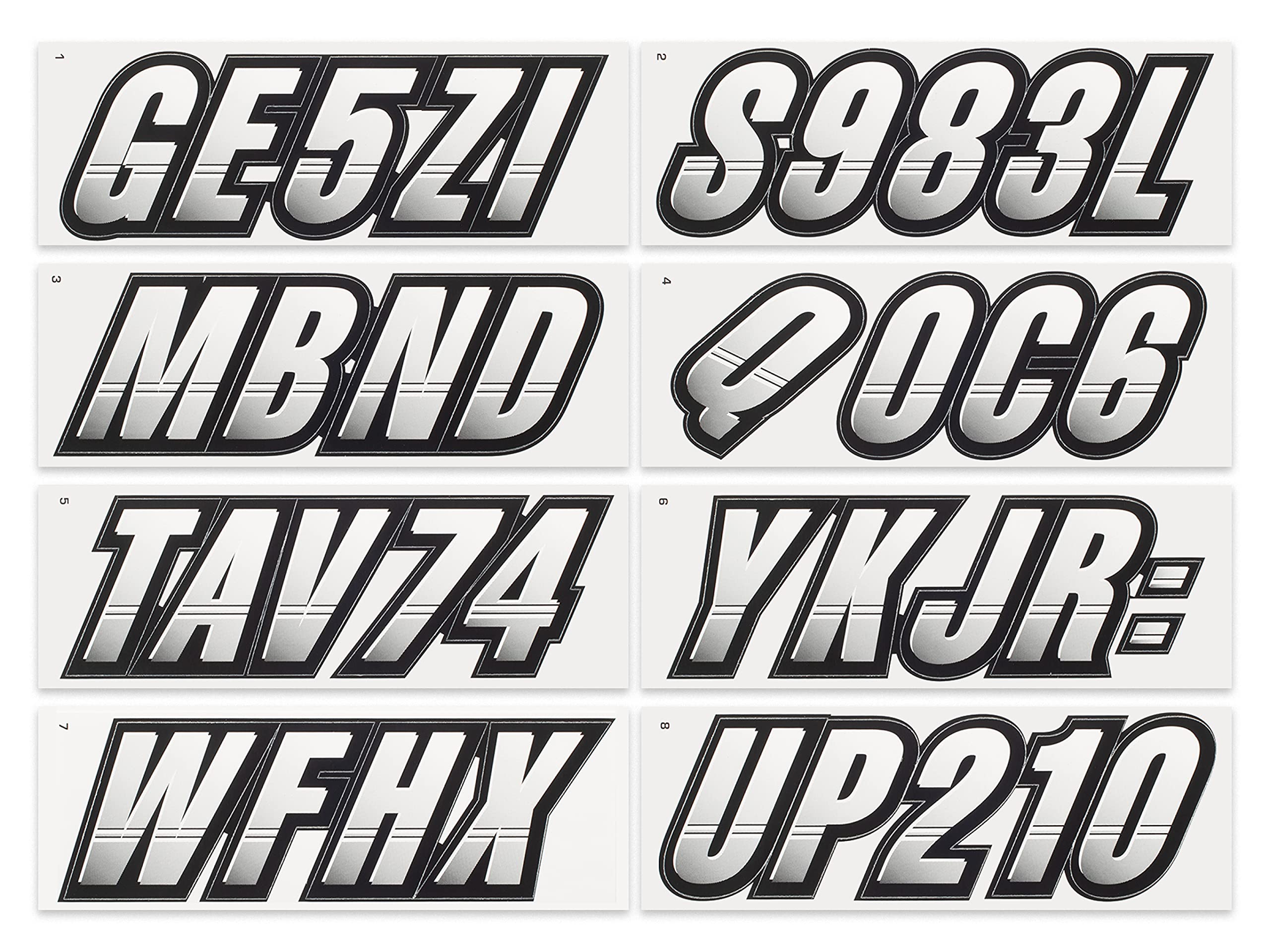 Stiffie Techtron White/Black 3 '' Alpha-Numeric Registration Identification Numbers Stickers Decals For Boats & Personal Watercr