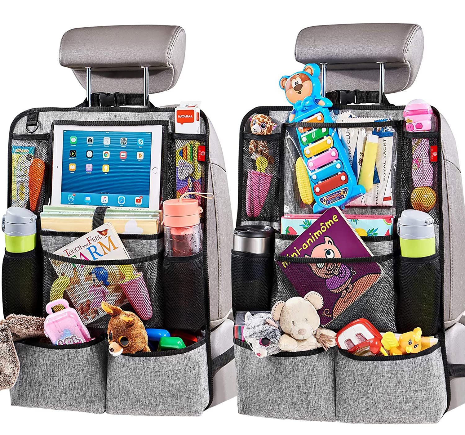 Helteko Backseat Car Organizer, Kick Mats Back Seat Protector With Touch Screen Tablet Holder, Organizer For Kids, Travel Access