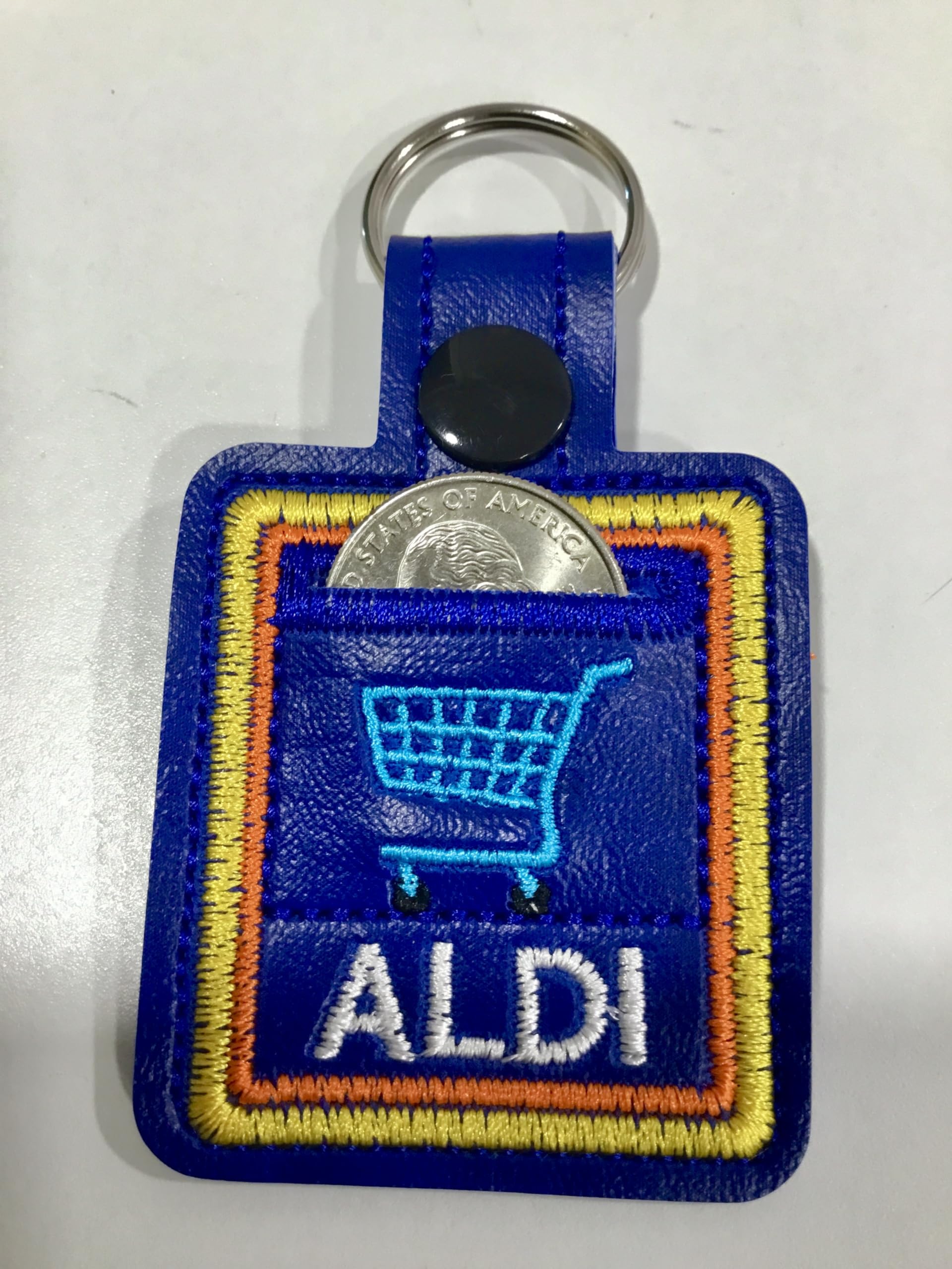 Aldi Quarter Holder Keychain Coin Keeper Individually Handmade In The U.S.A Embroidered Holds Quarter For Aldi Grocery Shopping