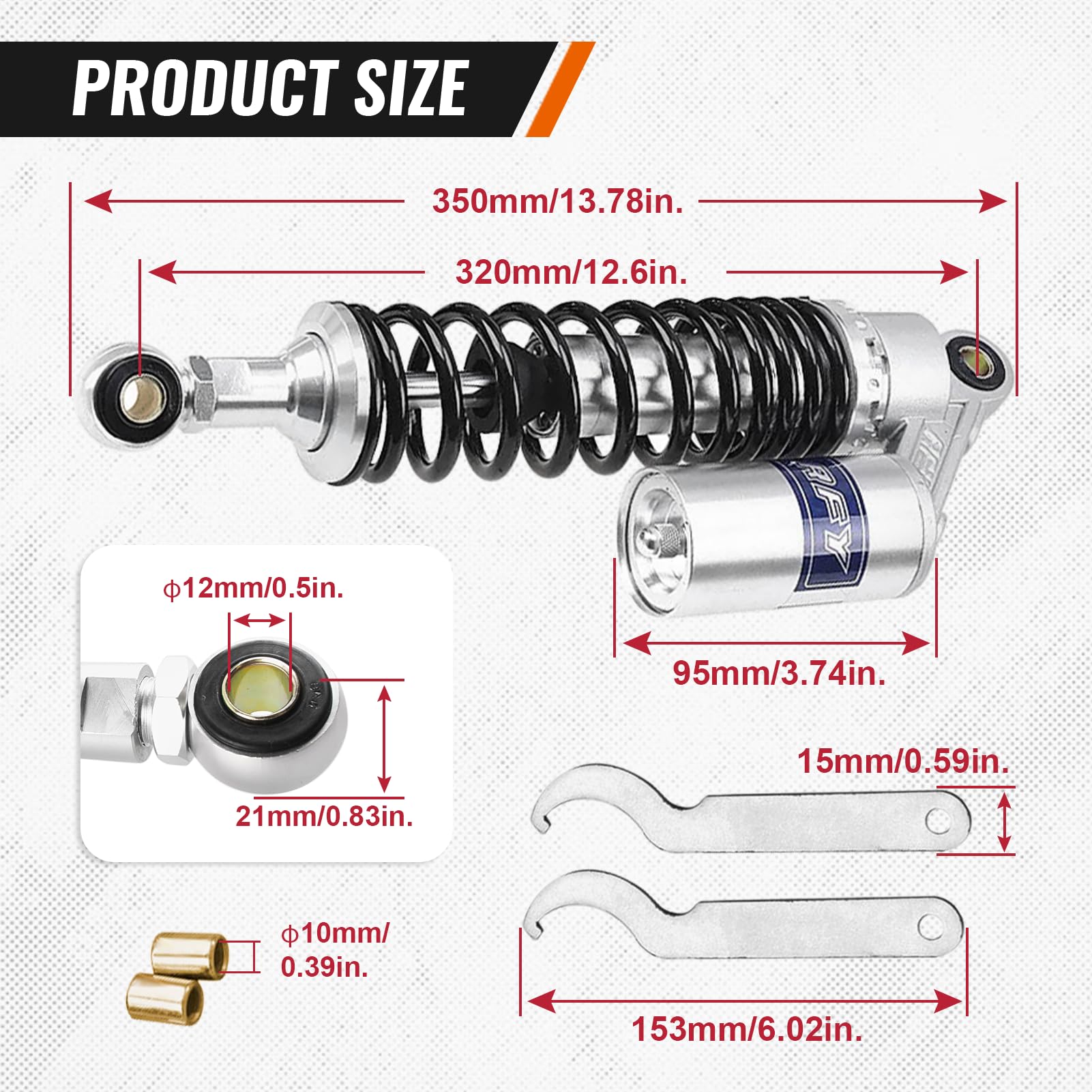 Newsmarts 1 Pair Adjustable 12.5'' 320Mm Motorbike Air Shock Absorbers Replacement For Honda For Suzuki For Yamaha For Kawasaki