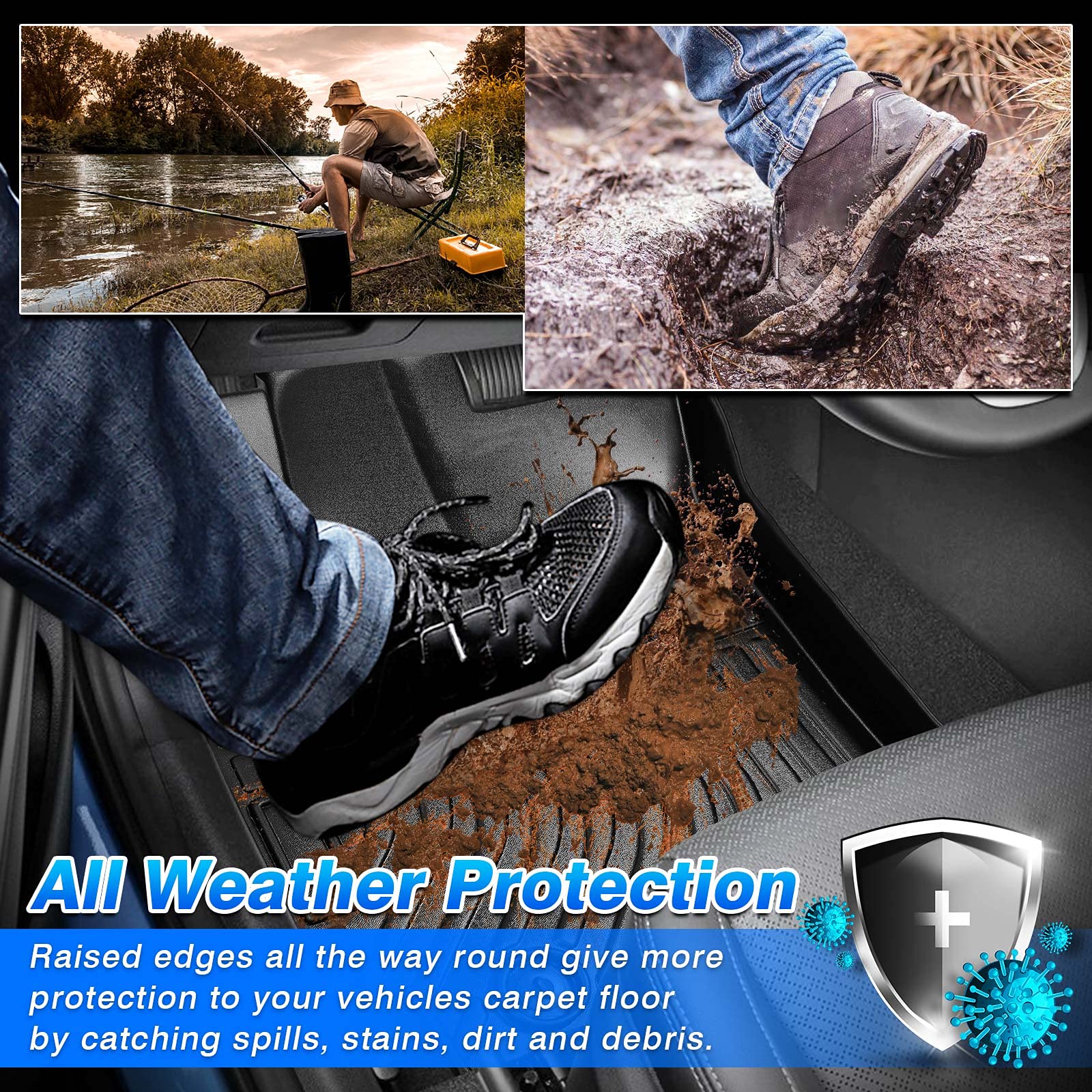 Cartist Floor Mats Fit For Ford Ranger 2024 2025 All Weather Floor Mat Ranger Accessories Heavy Duty Carpet Protection