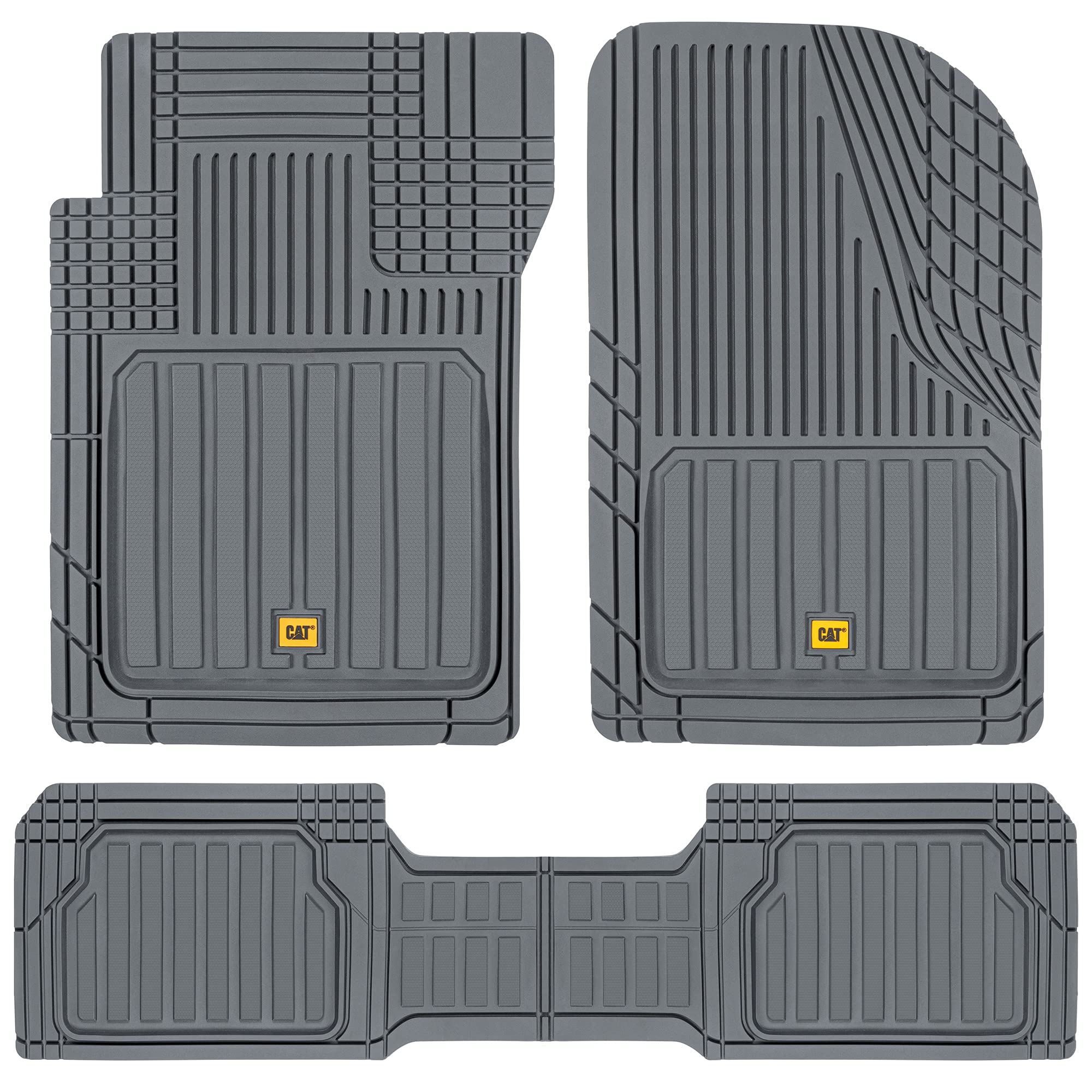 Cat ToughLiner Gray Car Floor Mats - Heavy Duty Trim to Fit Floor Mats for Trucks - All-Weather Truck Accessories & Odorless Rub
