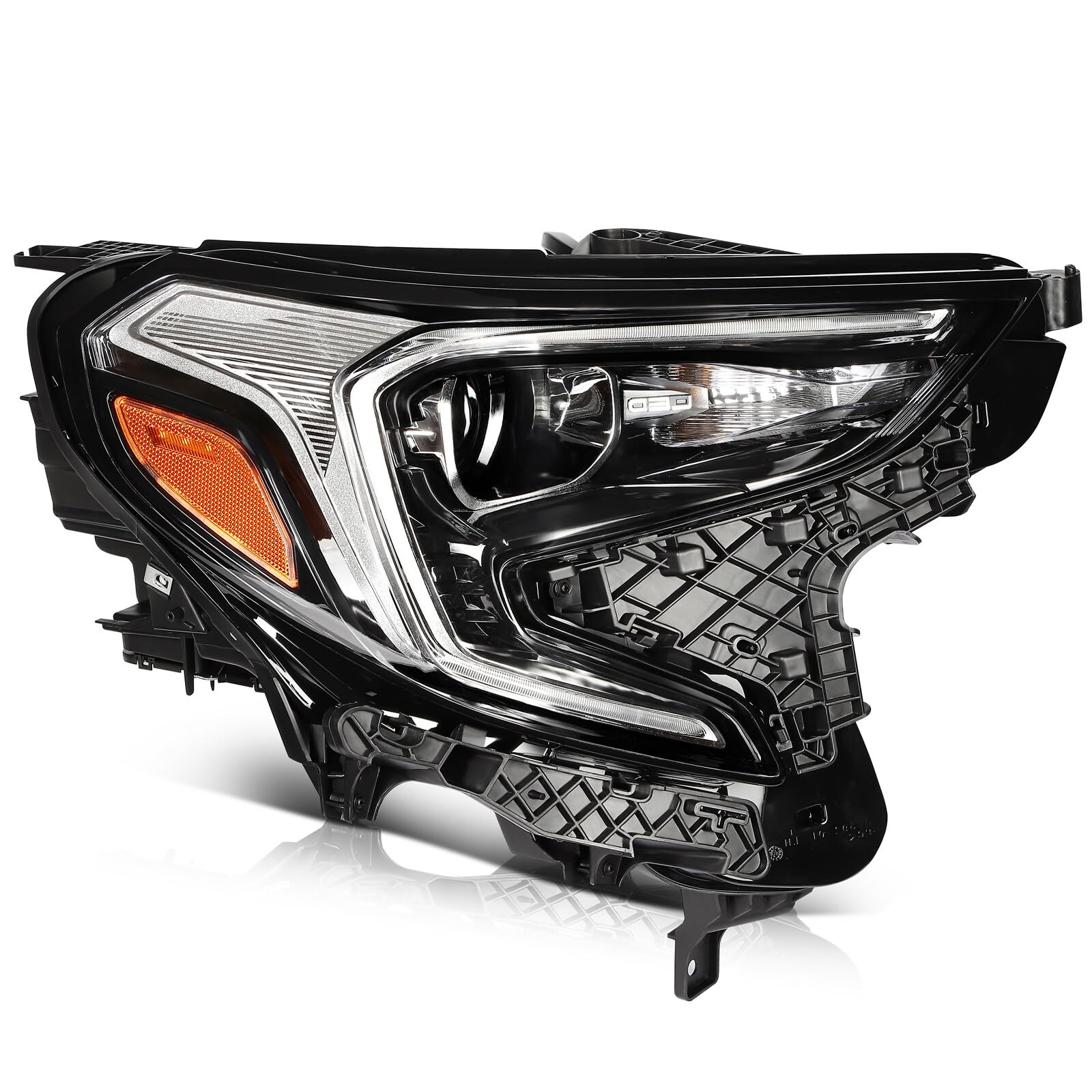 Lsailon Headlight Assembly Replacement Fit For Gmc Terrain 2018-2021Headlamp In Black Housing Clear Lens Amber Reflector Passenger Side