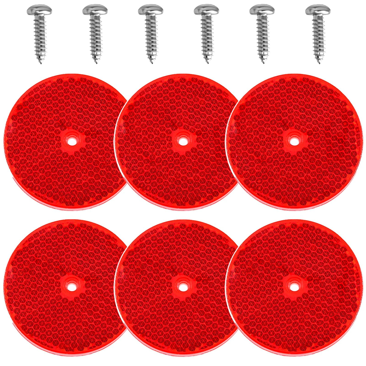 Smseace 12Pcs Safety Reflectors Red Round Reflectors 3Inch With Stainless Steel Screw Used For Mailboxes,Driveway,Tunnels,Post,C