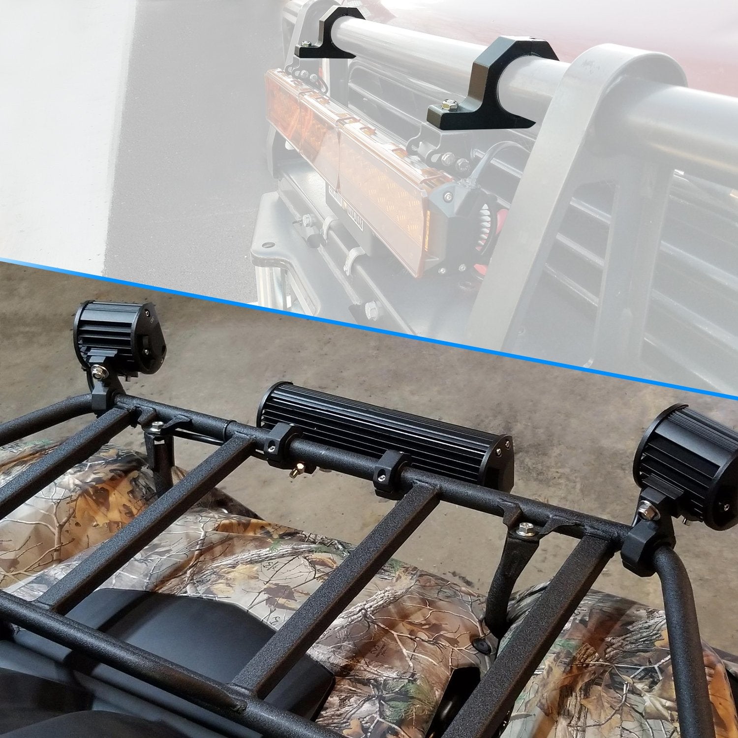 Nilight 90020B 2 Pack Mounting Bracket Kit Led Off Road Light Horizontal Bar Tube Clamp Roof Roll Cage Holder, 2 Years Warranty,