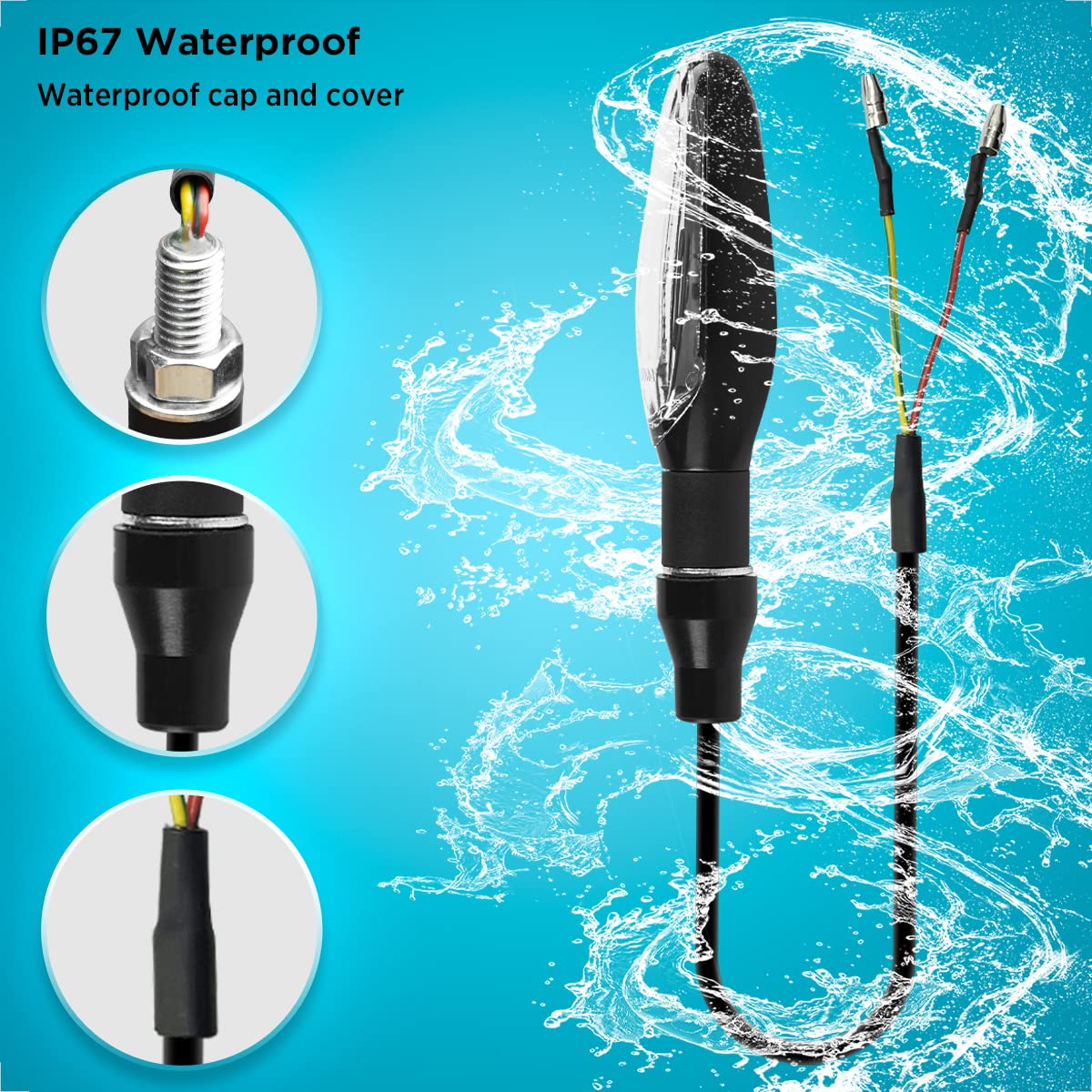 Evermotor Led Motorcycle Turn Signals Yellow Tail Sequential Lights 12V Running Aluminium Alloy Front Ebike Indicators With E-Mark For Honda,Ktm,Kawasaki,Suzuki(4 Pieces)