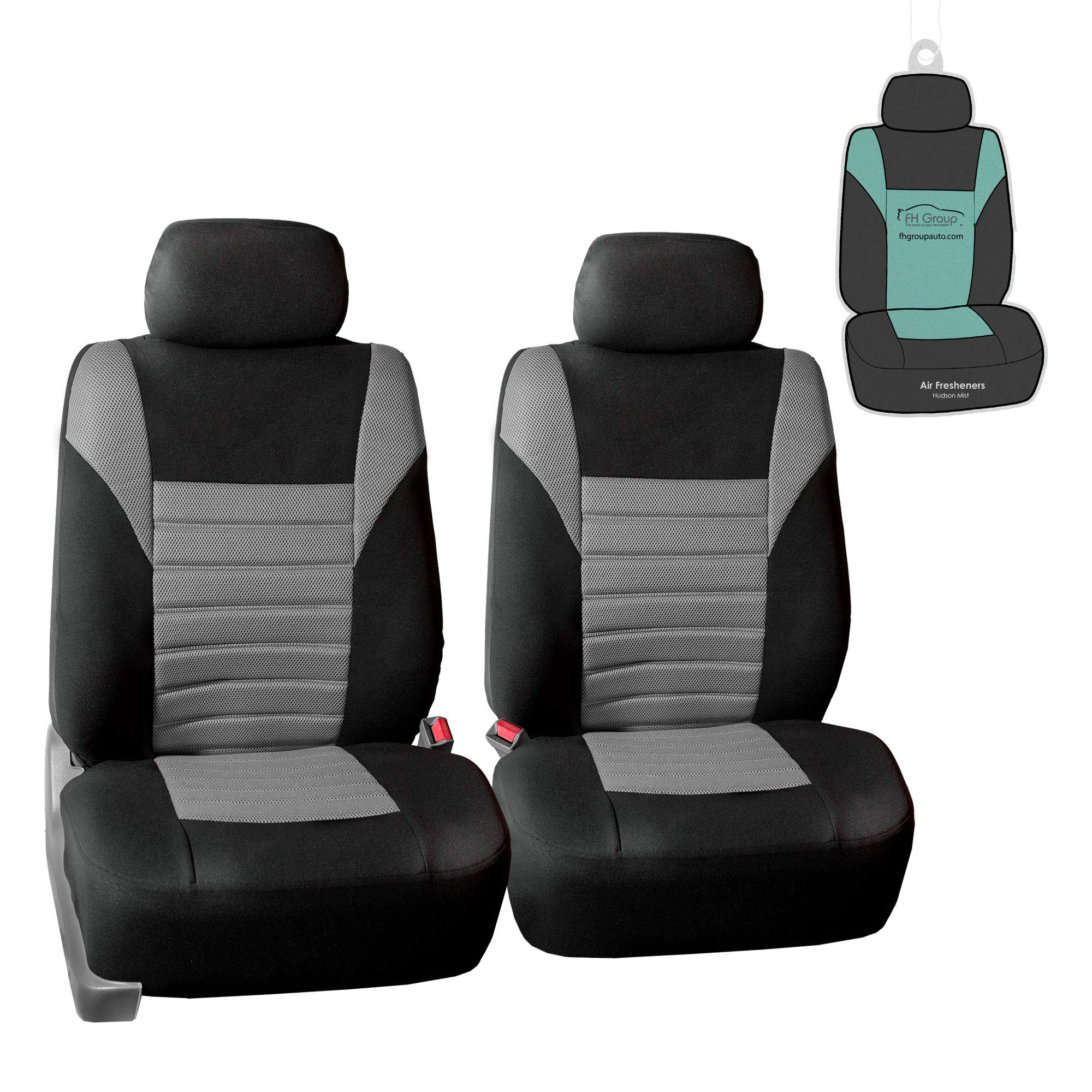 Fh Group Gray Polyester Car Seat Cover, 3D Air Mesh, Front Set, Airbag Compatible, Universal Fit For Cars Trucks Suvs