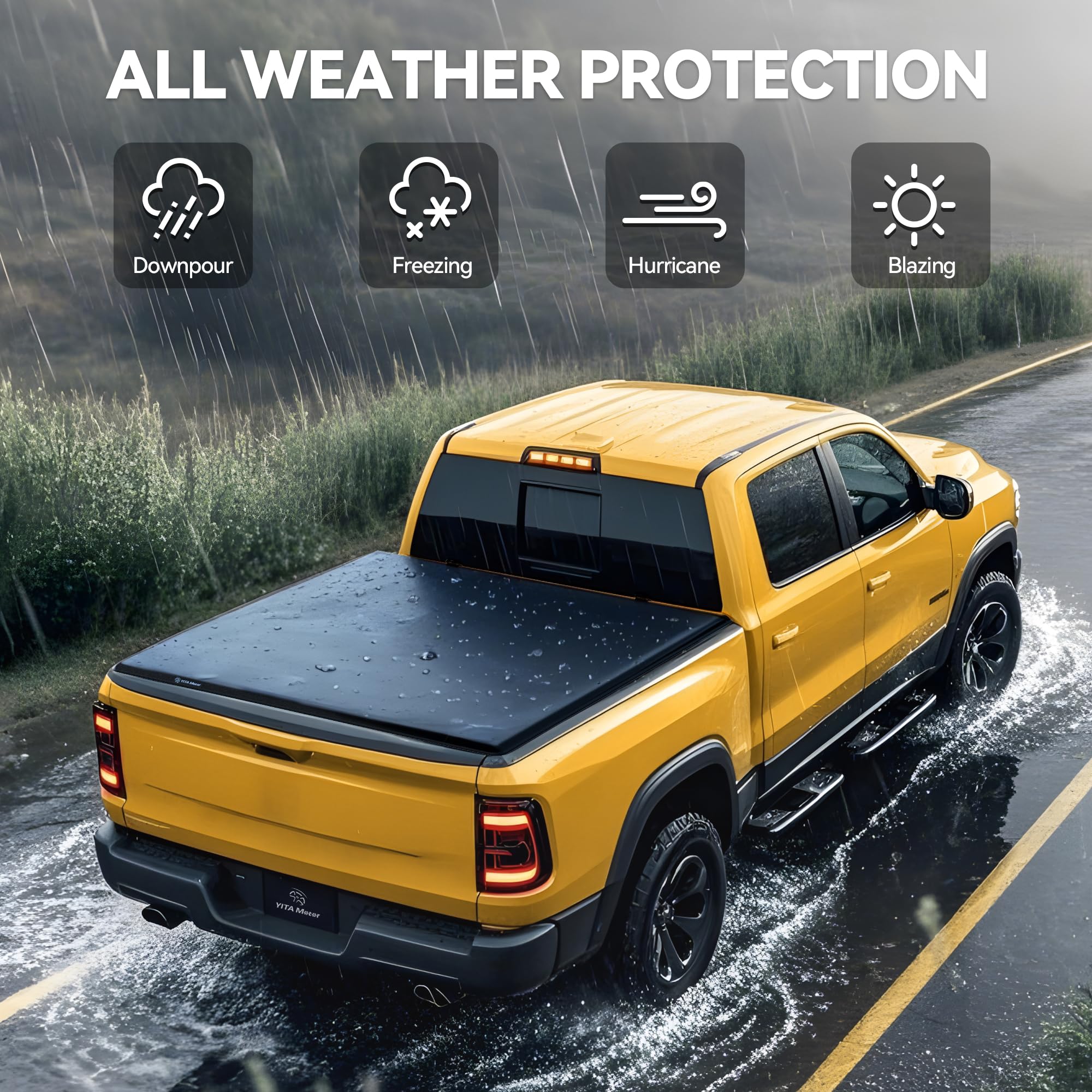 Yitamotor Soft Tri Fold Truck Bed Tonneau Cover Compatible With 2016-2023 Toyota Tacoma (Excl. Trail Edition) Fleetside 5 Ft Bed