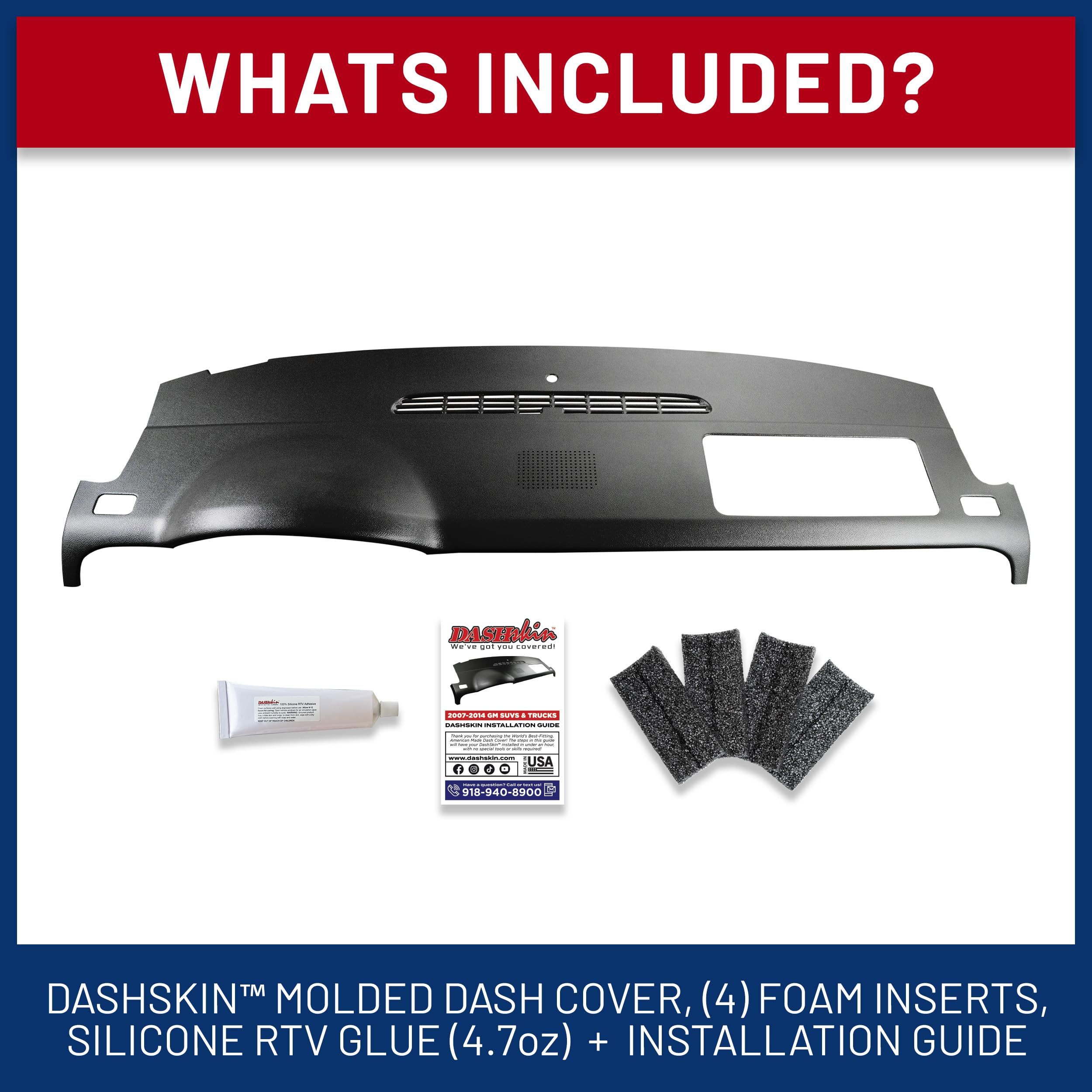 Dashskin Usa American Made Dash Cover Cap Compatible With 07-14 Tahoe Suburban Yukon Avalanche - Easy Cracked Dash Fix - W/Dash