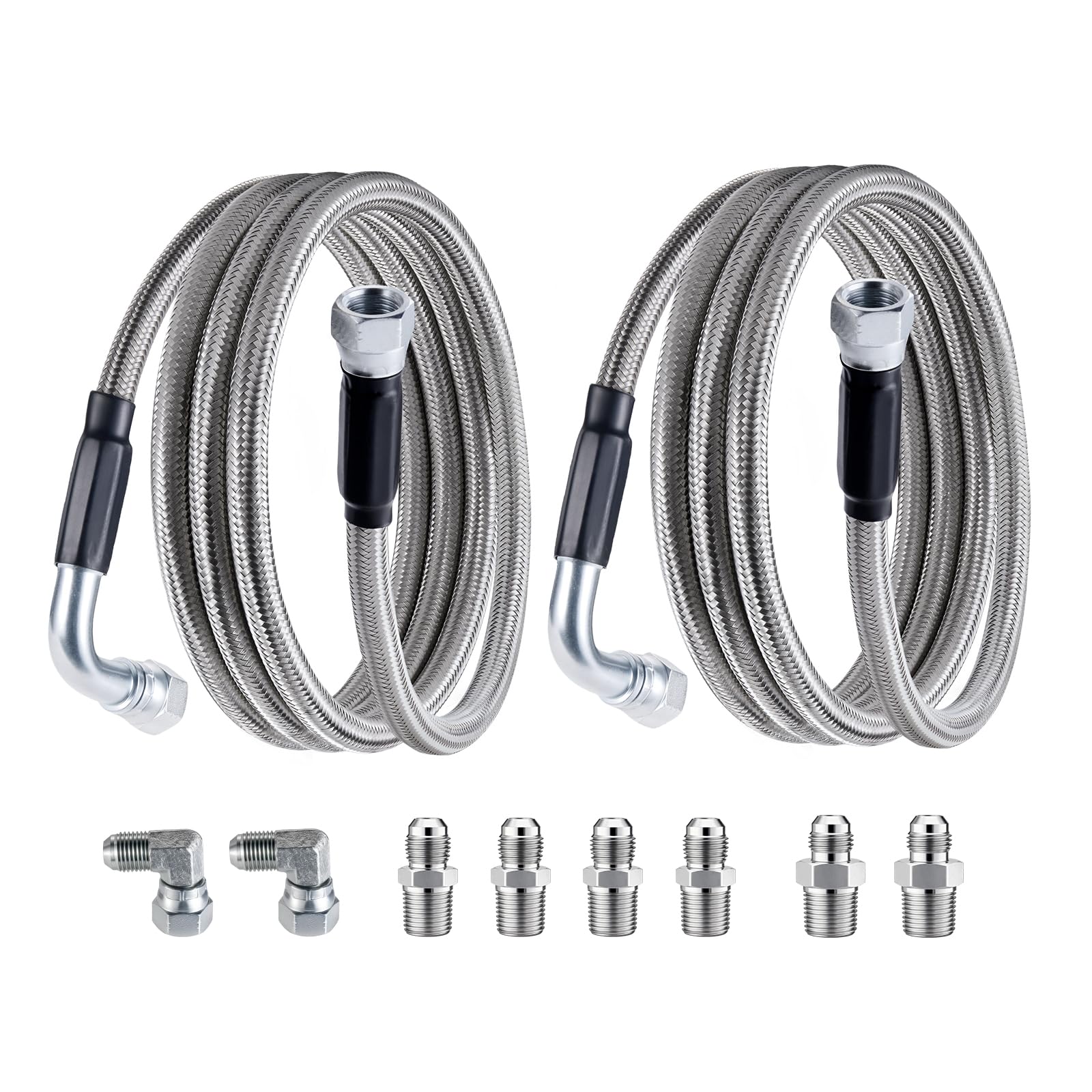 EVIL ENERGY 6AN PTFE Fuel Line Kit 52 Transmission Fluid Oil Cooler Hose Line kit for 4L60 4L60E 4L65E,AN6 Stainless Steel Braid