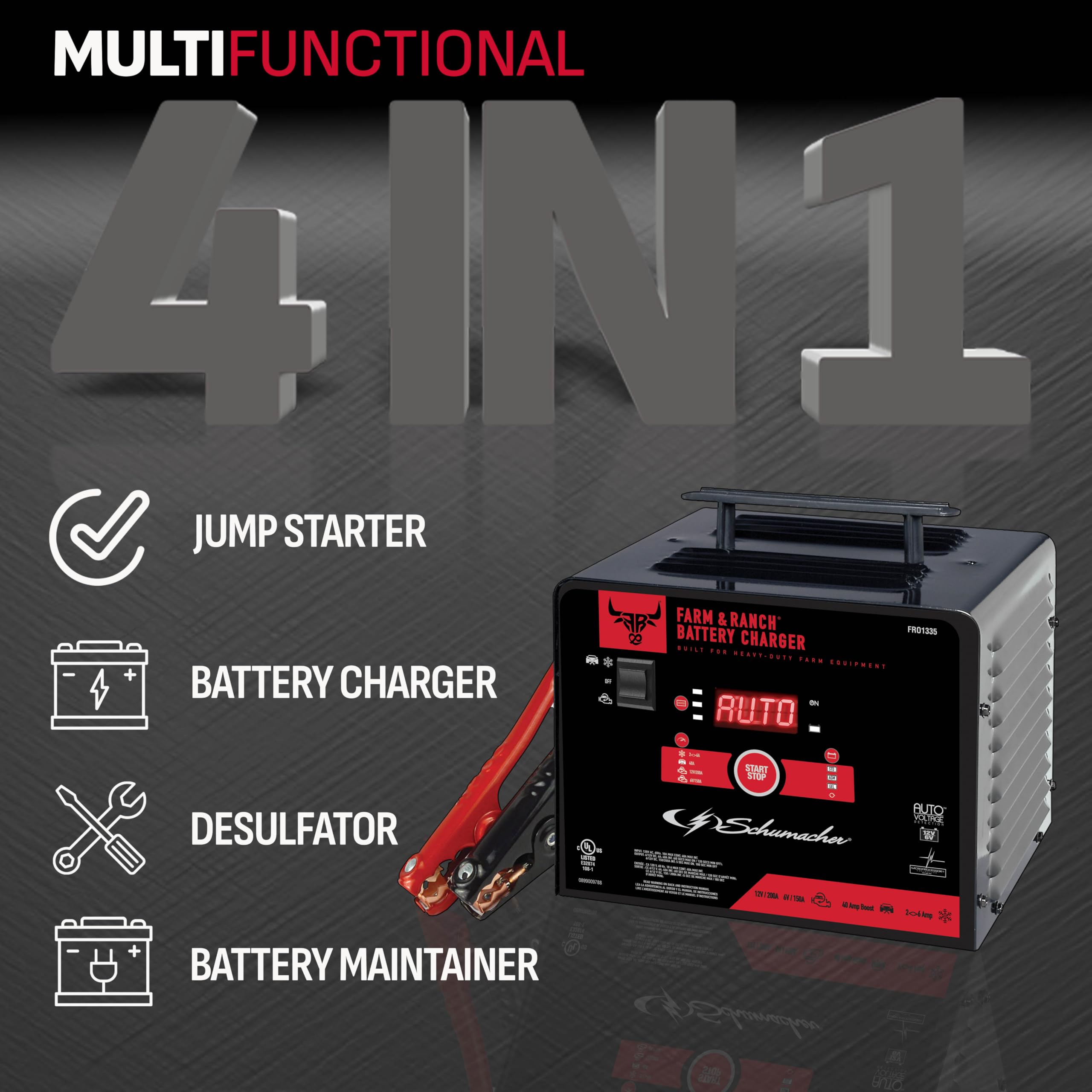 Schumacher Battery Charger, Engine Starter, Boost Maintainer, And Auto Desulfator - 150/200 Amp, 40 Amp Boost, 6V/12V - For Cars, Trucks, Suvs, Rvs, And Farm Equipment