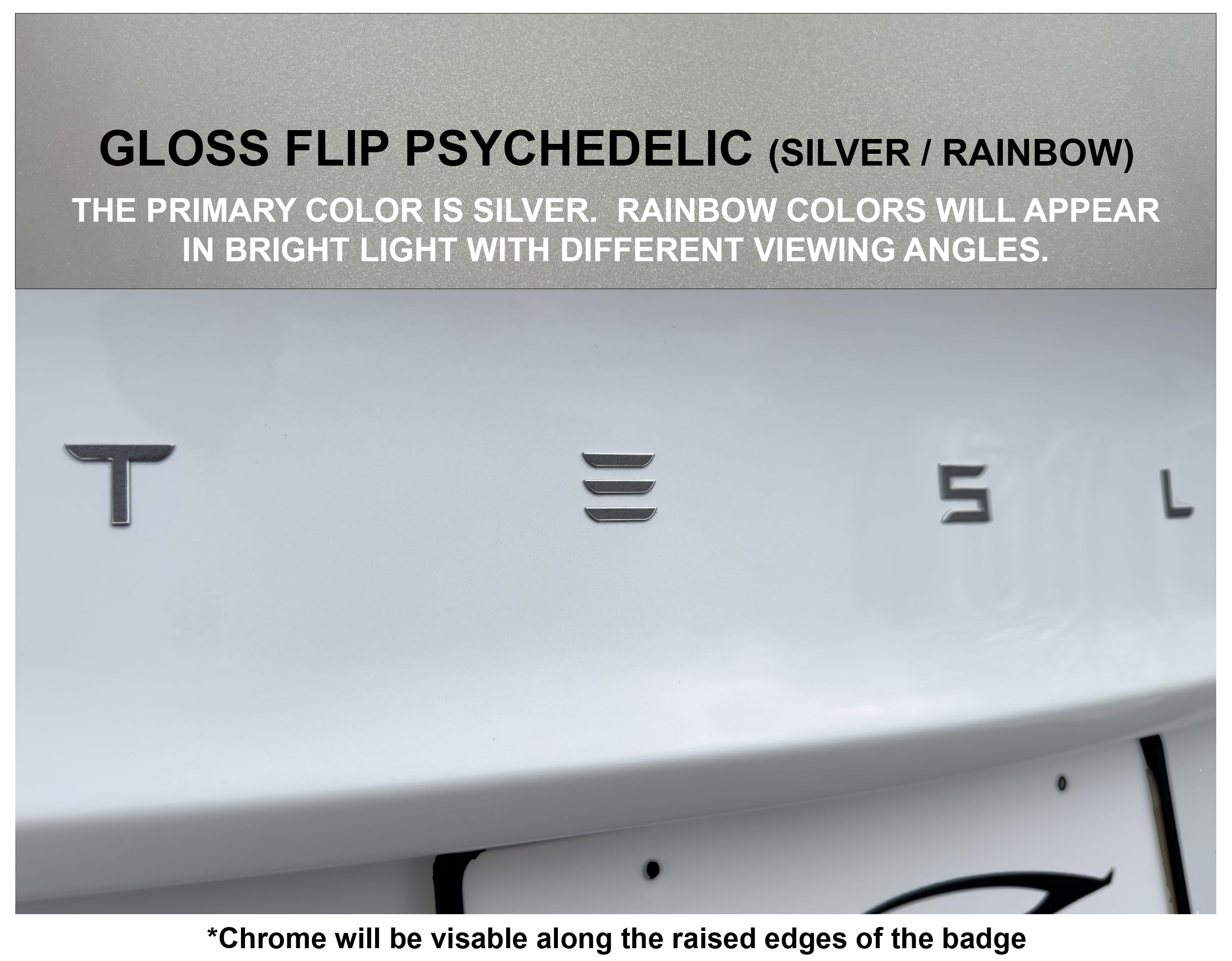 Custom Cut Graphics Vinyl Logo Wrap for Tesla Model 3 (2024 to Current), Standard Wrap, 2 pc-Set (Gloss Flip Psychedelic)