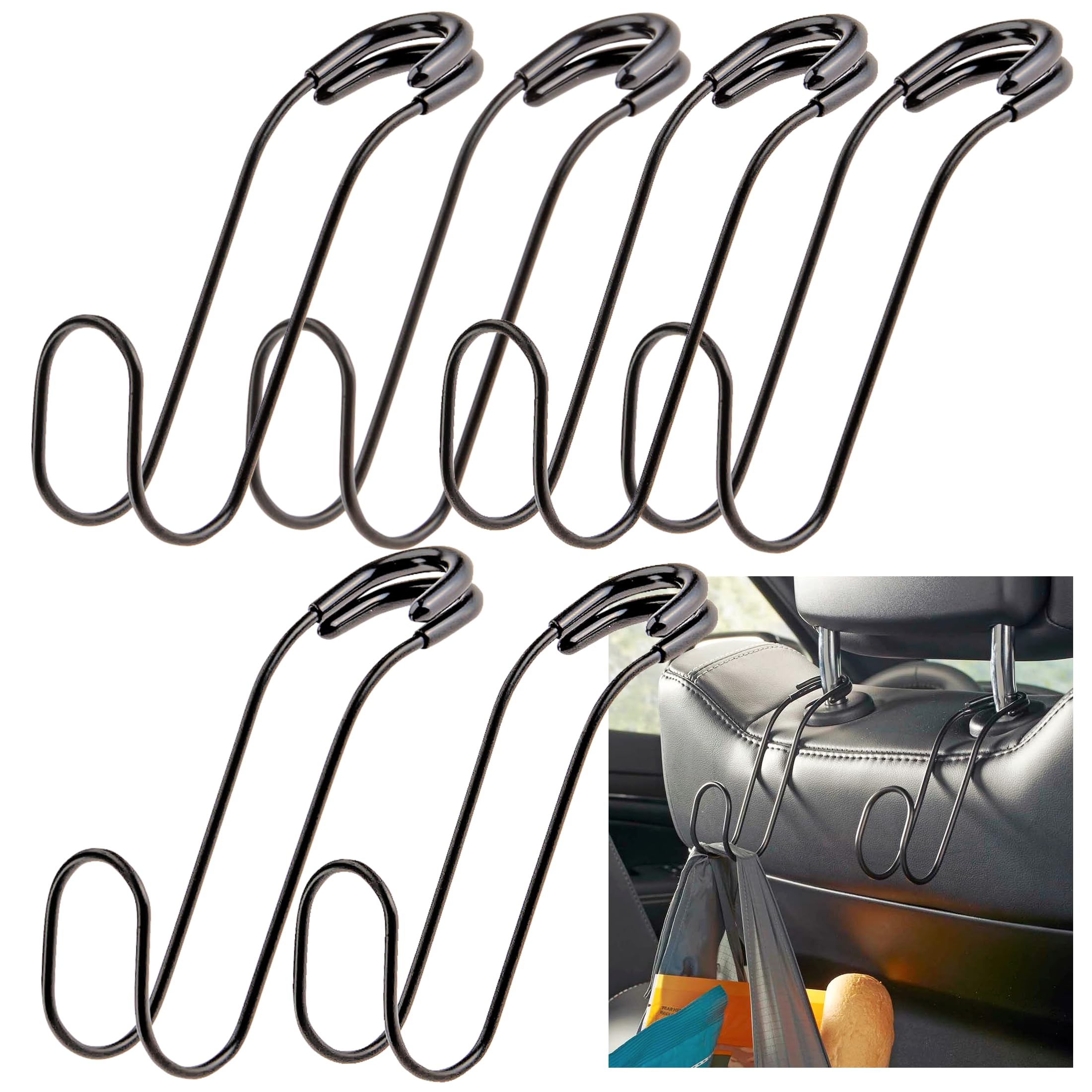 High Road Unbreakable Car Bag Hooks - Large Car Seat Hooks For Purse, Backpack, Coats, Hats And Heavy Bags Up To 40 Lbs - Secure