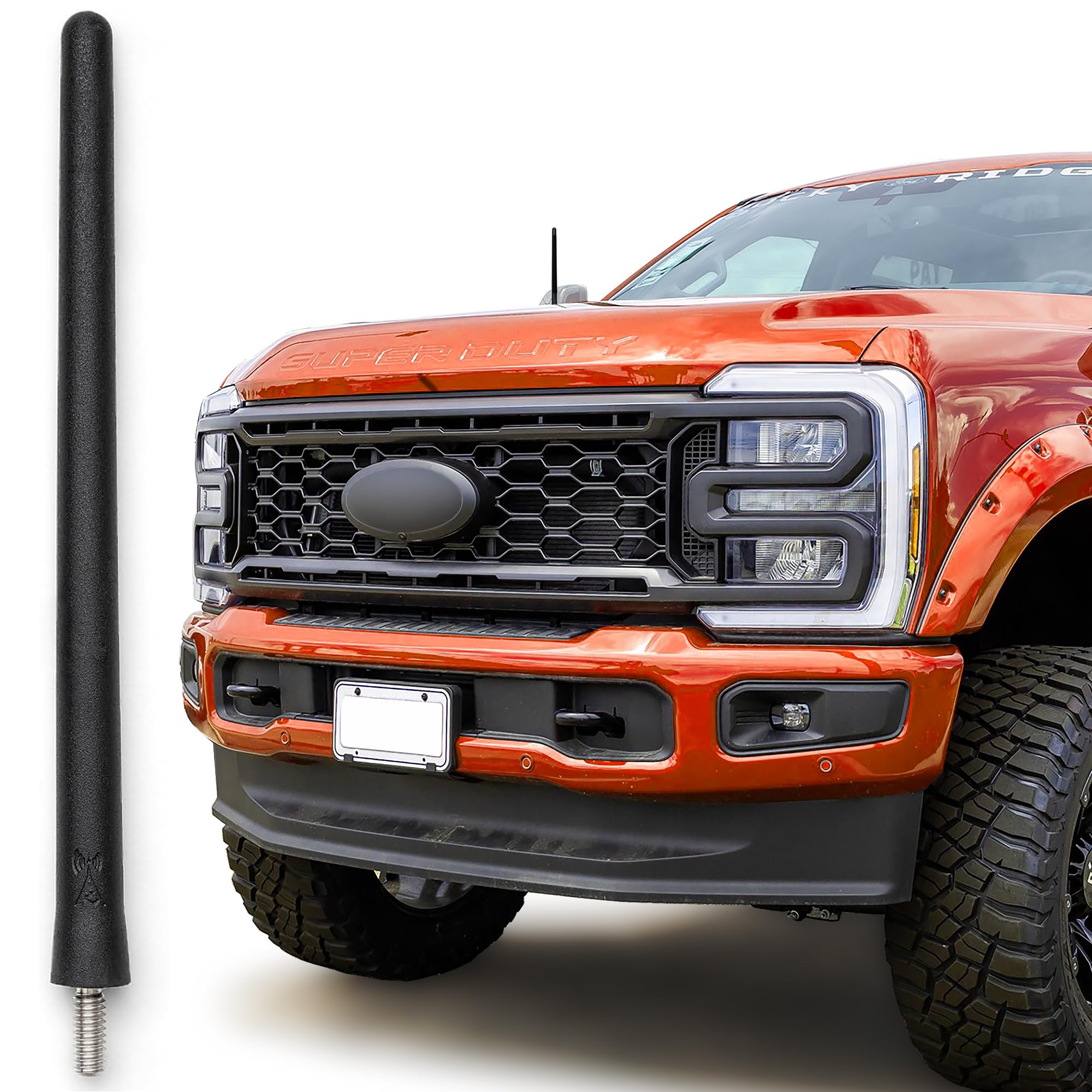 Antennamastsrus Short Antenna Replacement For Ford F-250 (2017-2025) Usa Stainless Steel Threading, Car Wash Proof, Enhanced Reception 6 3/4 Inch Rubber Truck Antenna With Internal Copper Coil