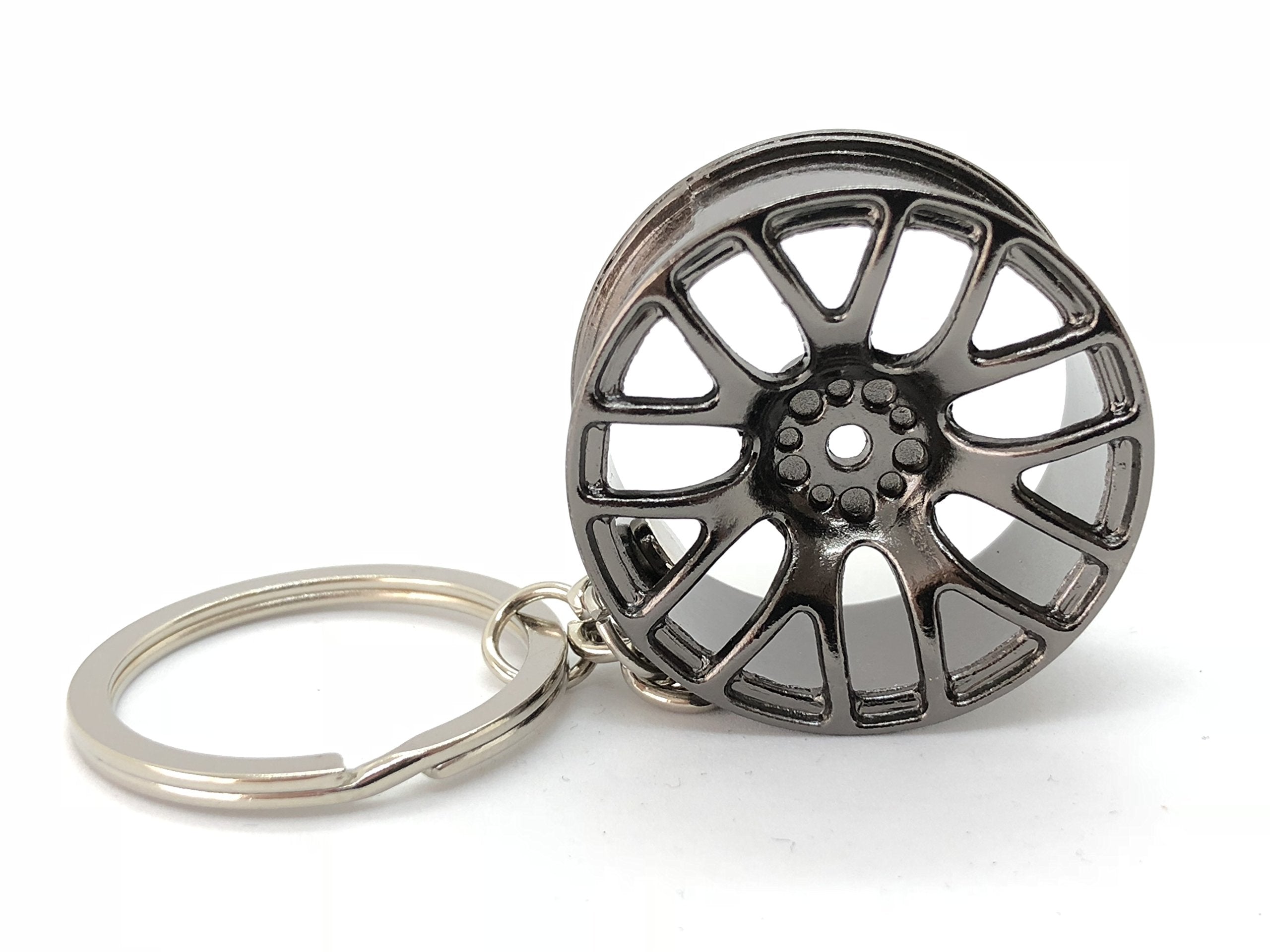 GT//Rotors Gunmetal Wheel Keychain Automotive Part Car Gift Key Chain Ring