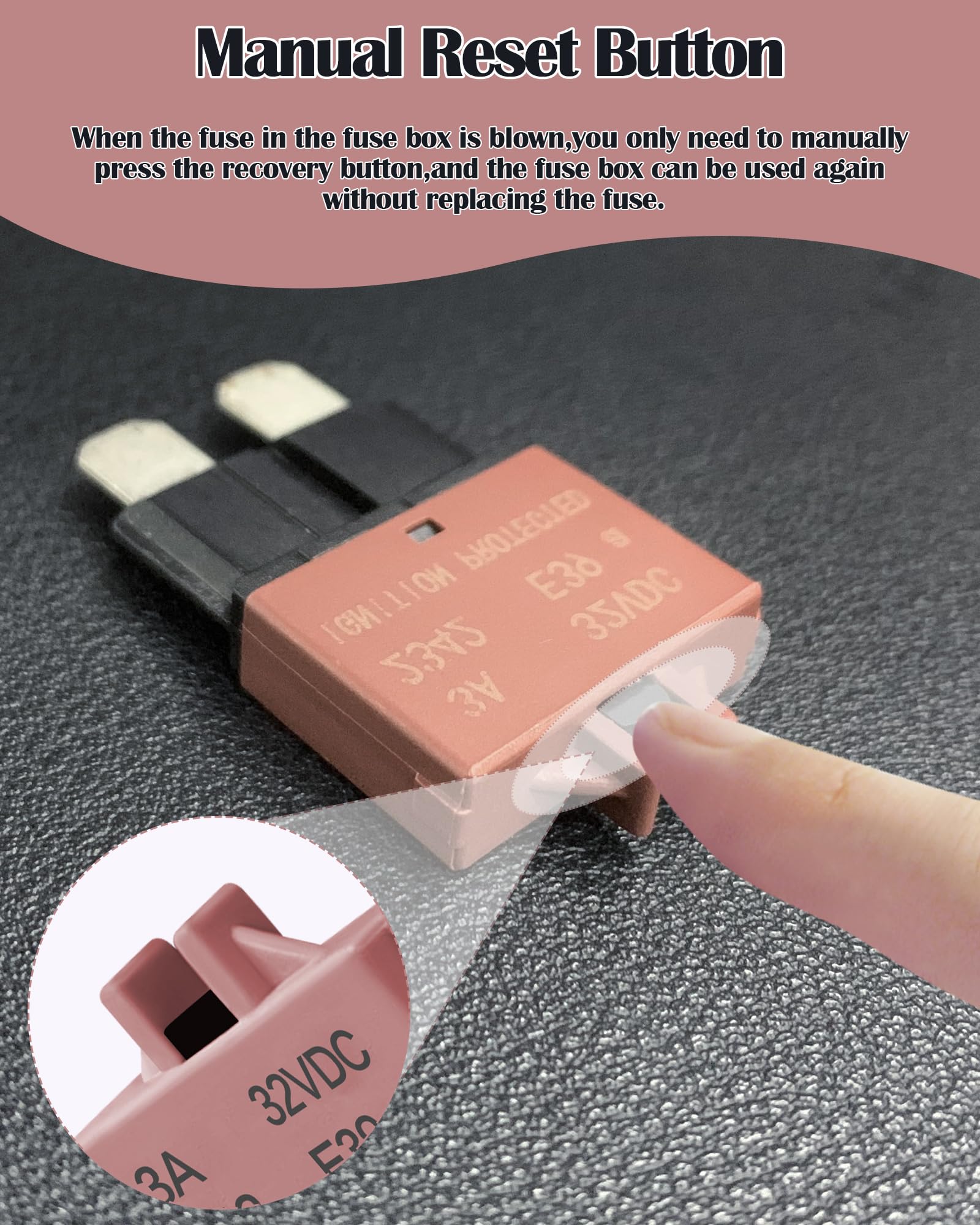 Resettable Standard Blade Fuse 3A Atc Automotive Fuse Ato Manual Reset Fuses Manual-Reset Blade Circuit Breaker For Boat Truck S