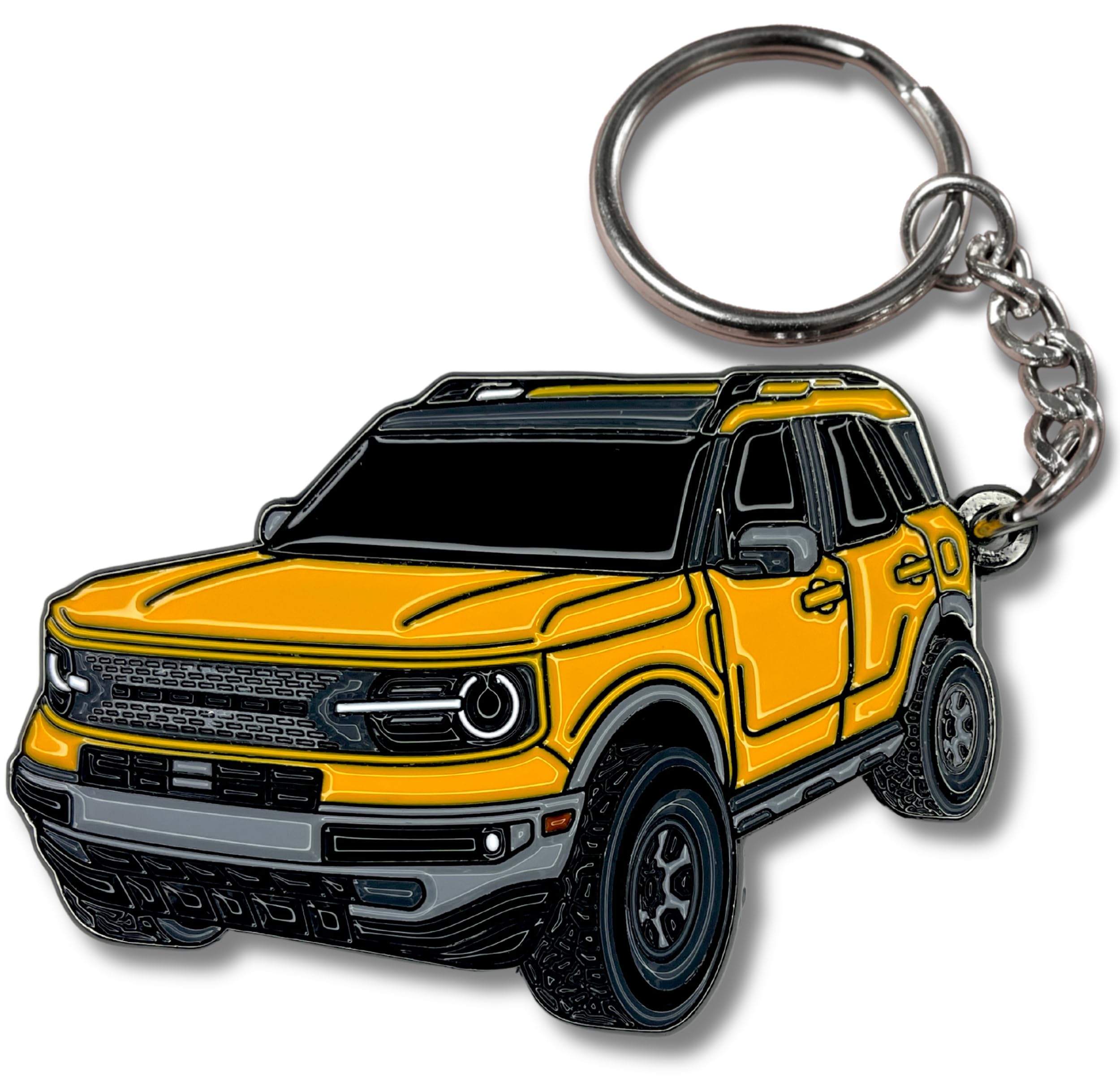 Four Wheel Beast Bronco Sport Keychain Compatible With Ford Bronco Accessories 2023 2024 4 Door Key Chain Fob (Cyber Orange)
