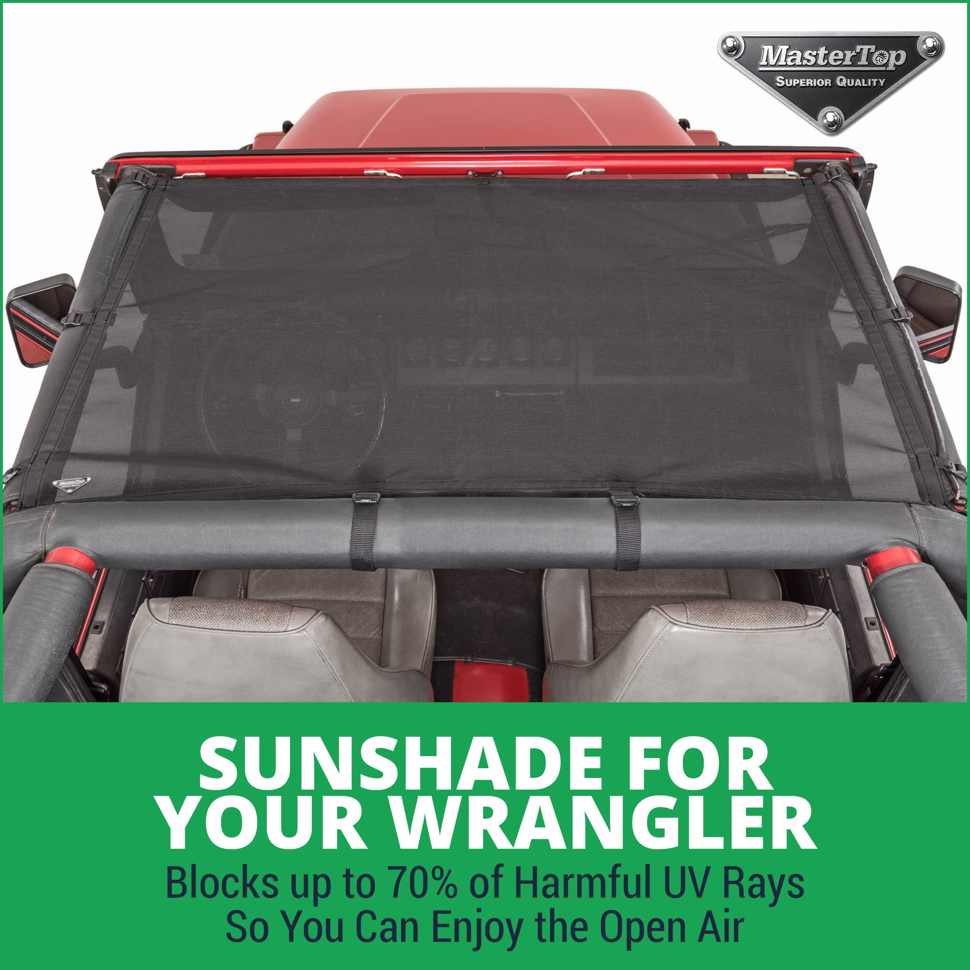 Mastertop Bikini Mesh Top Sunshade - Fits Jeep Wrangler Yj 1987-1995 - Jeep Yj Bikini Top Jeep Yj Sunshade Jeep Yj Mesh Top Jeep