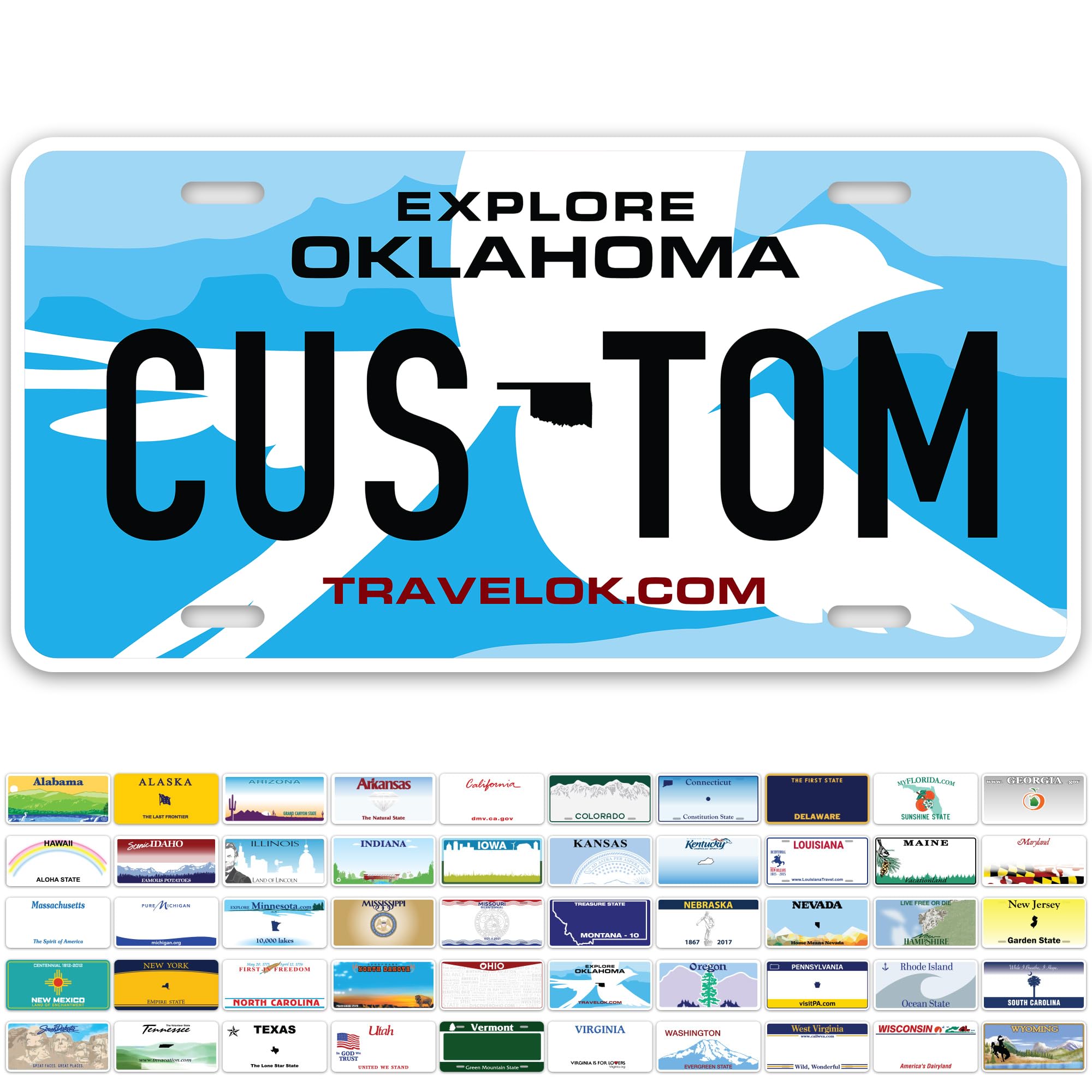 Custom Oklahoma License Plate, Personalized License Plates For Car, 6X12 Inch, Rust-Free Fade Resistant Aluminum, Usa Made By My