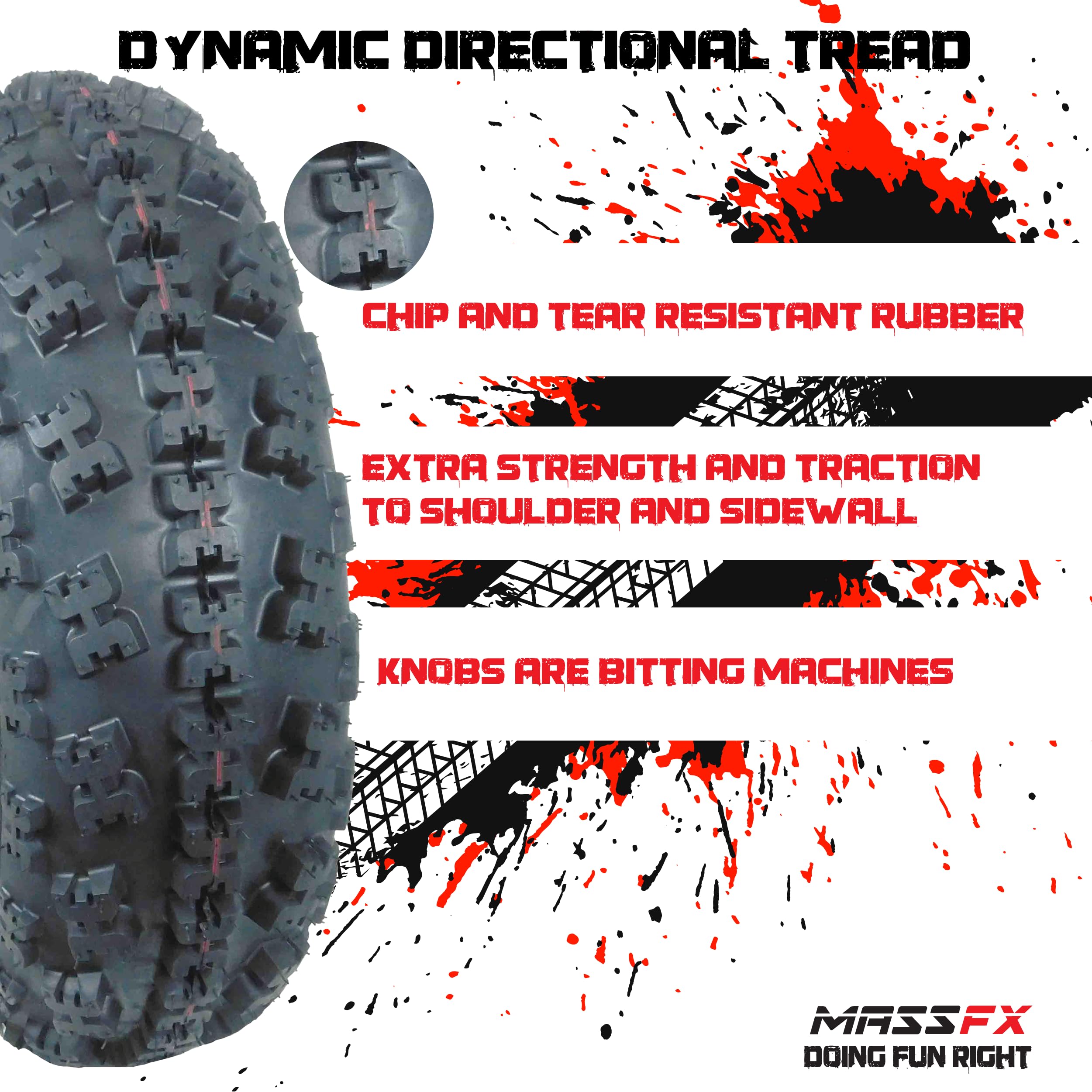 MASSFX 21x7-10 Front Tires (2) for Sport Quad: All-Terrain (ATV), Utility-Task (UTV), and Side-by-Side (SxS) Vehicles - 4-Ply wi