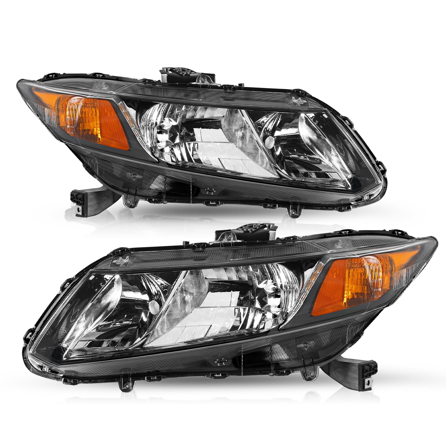 Tusdar Headlight Assembly Replacement For 2012-2015 Honda Civic 4-Door Sedan / 2012-2013 Honda Civic 2-Door Coupe Halogen Headlamp Oe Style Head Light, Passenger & Driver Side