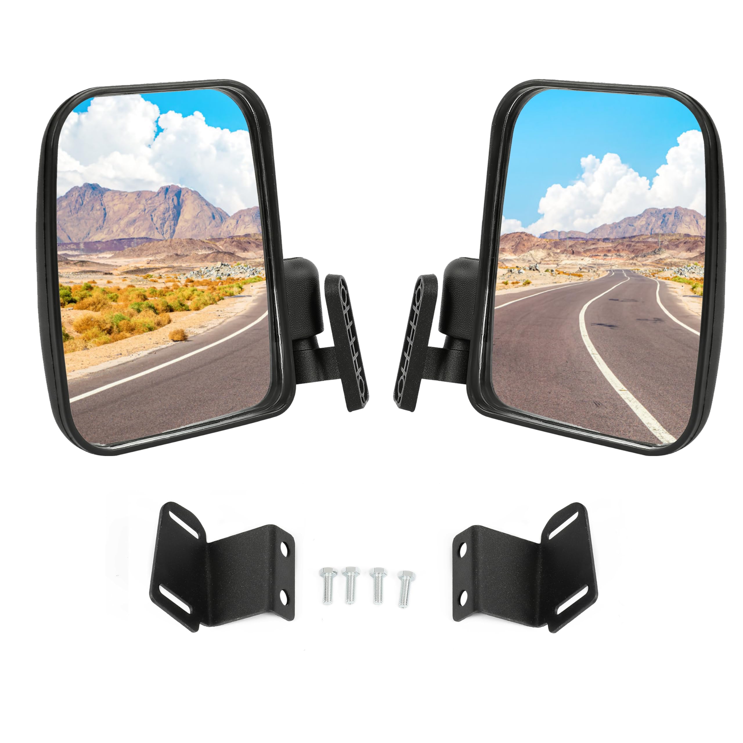 KUAFU Side View Mirror Set Compatible with 2013+ Polaris Ranger XP 900 Lock N Ride Cab Frame (Not for Round Roll Bars) Rear View