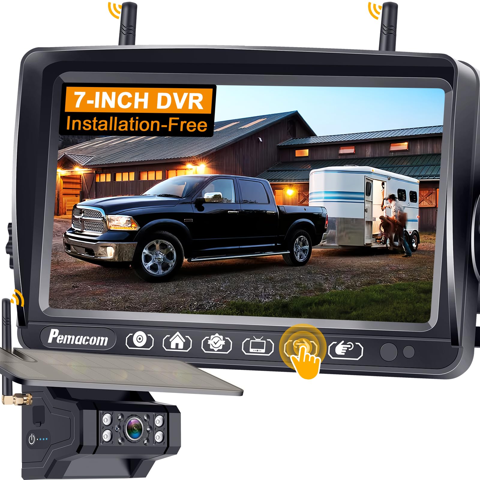 Wireless Rv Backup Camera Install-Free For Trailer: 7 Inch Recording Monitor Solar Rv Rear View Camera Long Battery Life Scratch
