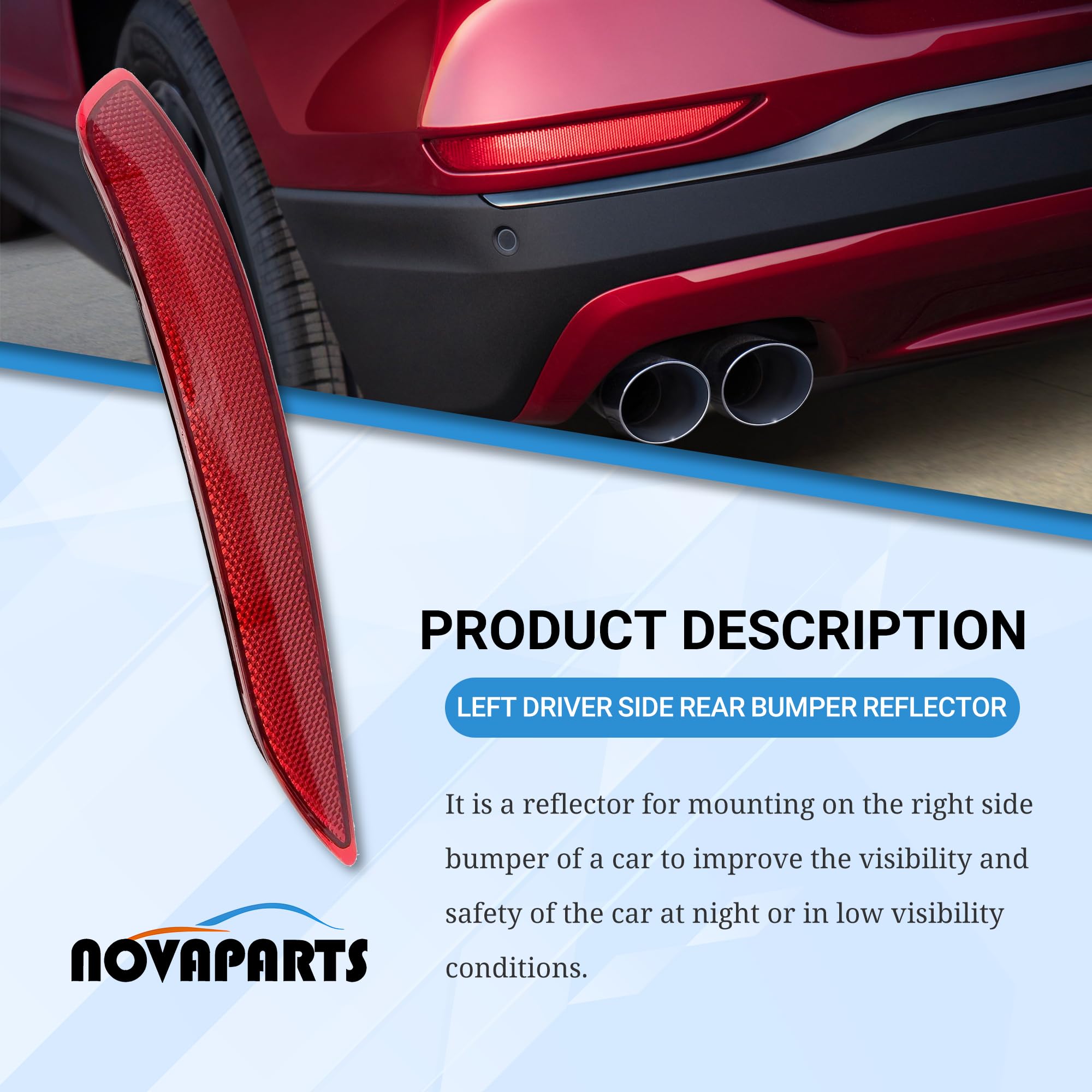 Novaparts Left Driver Side Rear Bumper Reflector For 2018 2019 2020 2021 2022 2023 Chevy Equinox 84150890 84306358 Gm1184117