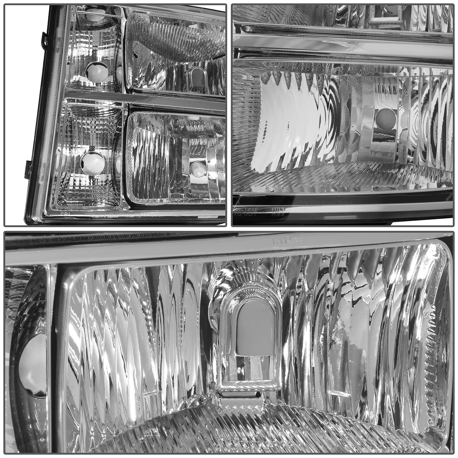 Dna Motoring Pair Headlight Assembly Compatible With 07-13 Gmc Sierra 1500/07-14 Sierra 2500 Hd 3500 Hd, Chrome/Clear, Hl-Oh-Gmc