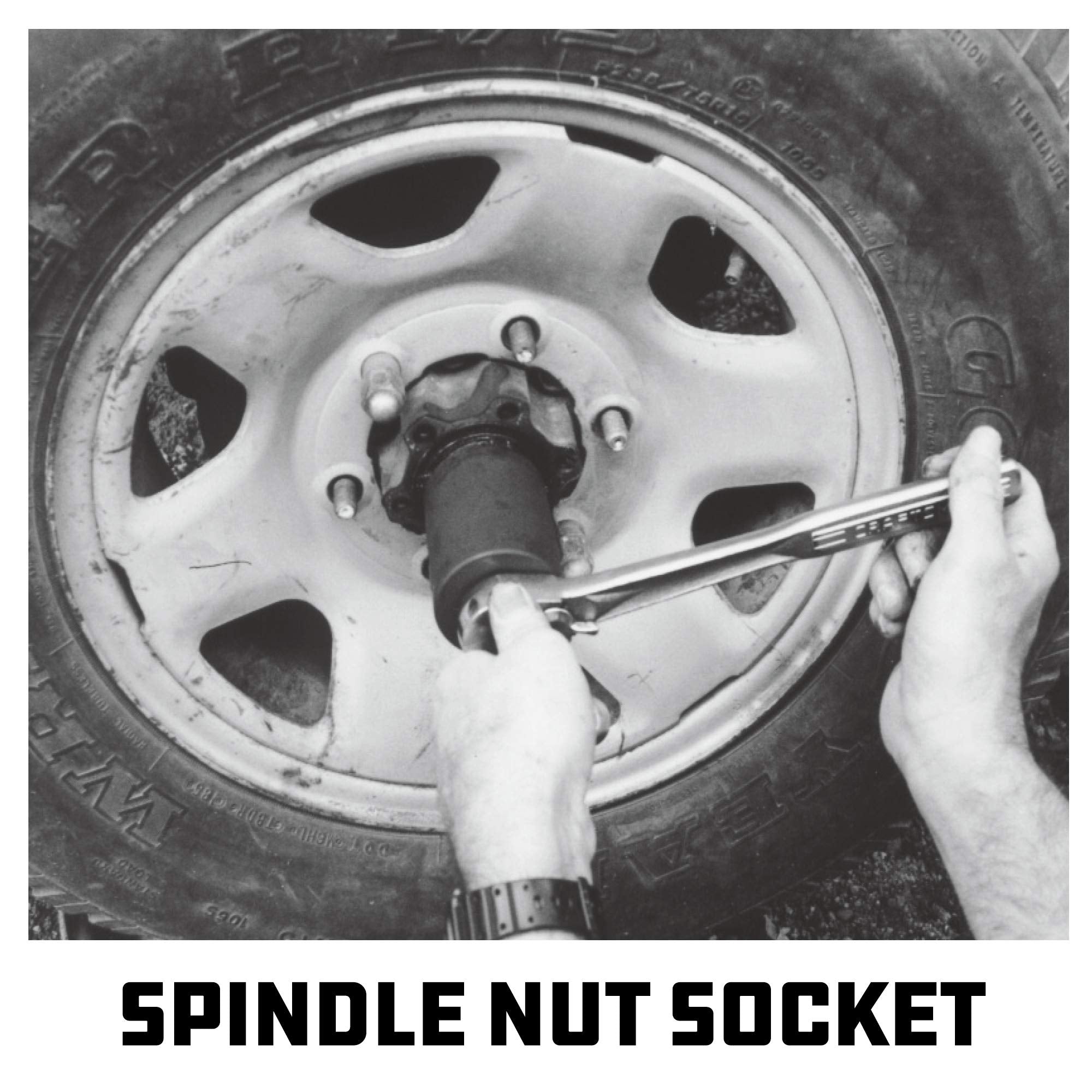 Powerbuilt Spindle Nut Socket, 4 Lug, 2-3/4-inch Outer, Ford, Easy Removal of Spindle Nuts, 2WD Rear Axles, Rotating Locknut - 6