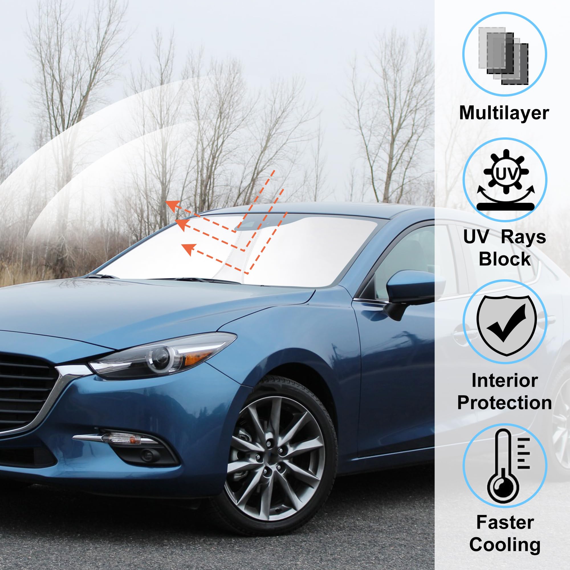 Windshield Sun Shade Fit For 2020 2021 2022 2023 2024 2025 Kia Telluride Accessories Sunshade Shield Blocker Fodable Sun Visor P