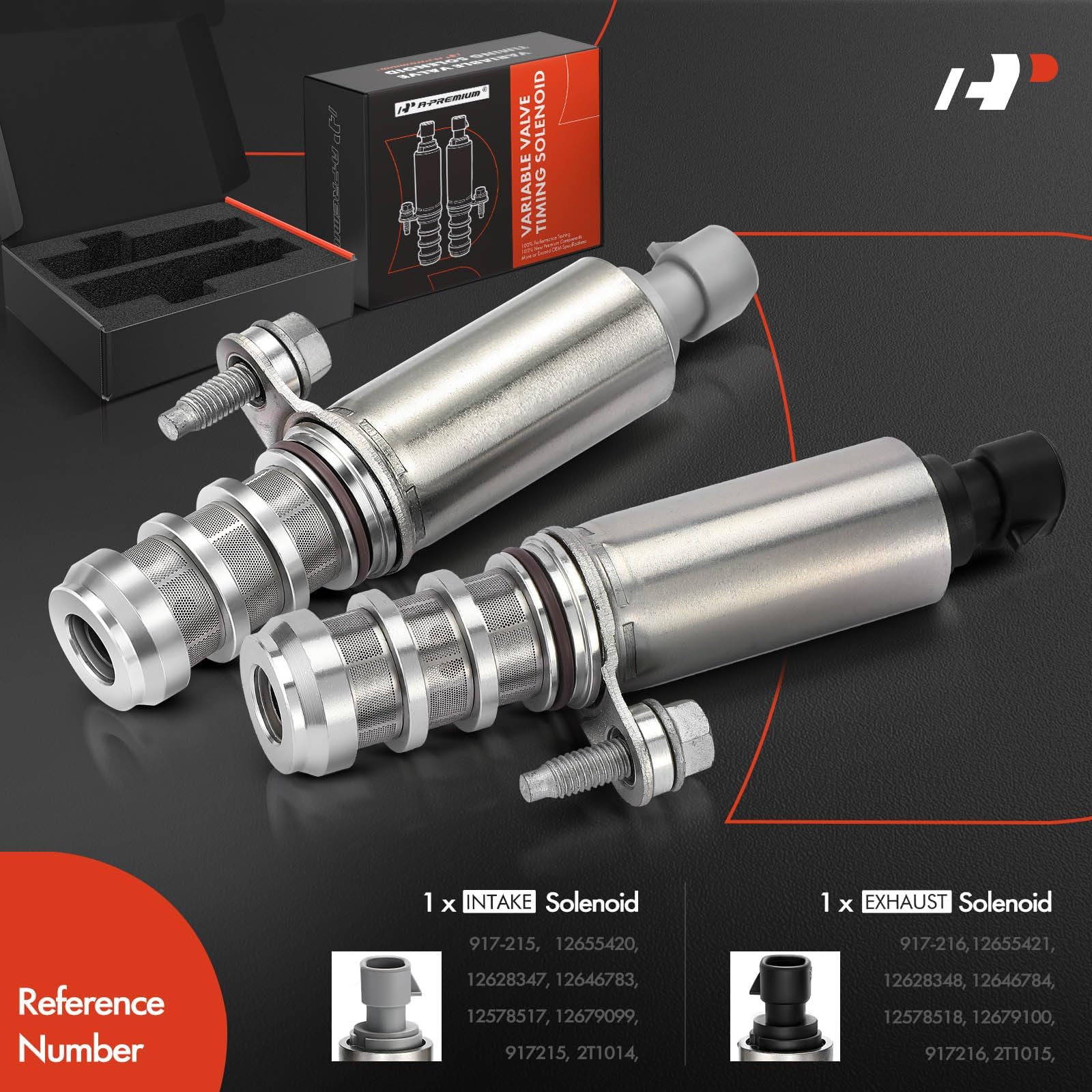 A-Premium Vvt Intake & Exhaust Camshaft Position Actuator Solenoid Valve Kit Compatible With Chevy Gmc Equinox Malibu Cobalt Hhr Terrain Buick Pontiac Saturn 2.0L 2.2L 2.4L Replaces# 12655421 12655420