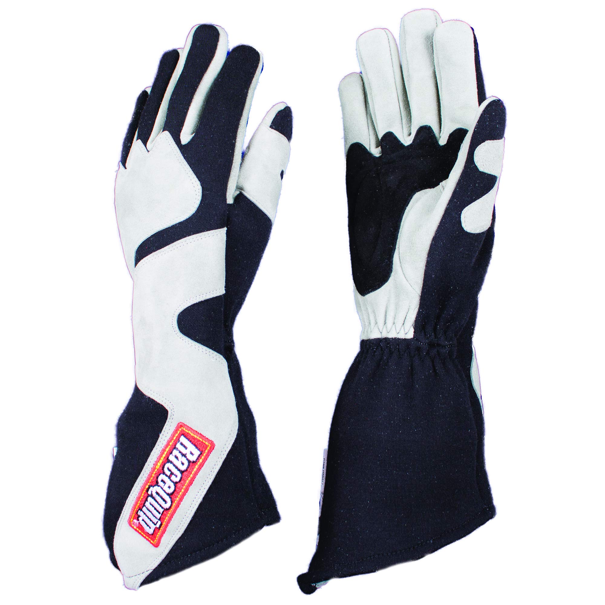 Racequip Long Gauntlet Race Gloves 358 Series 2 Layer Nomex Sfi 3.3/5 Gray/Black Large 358605