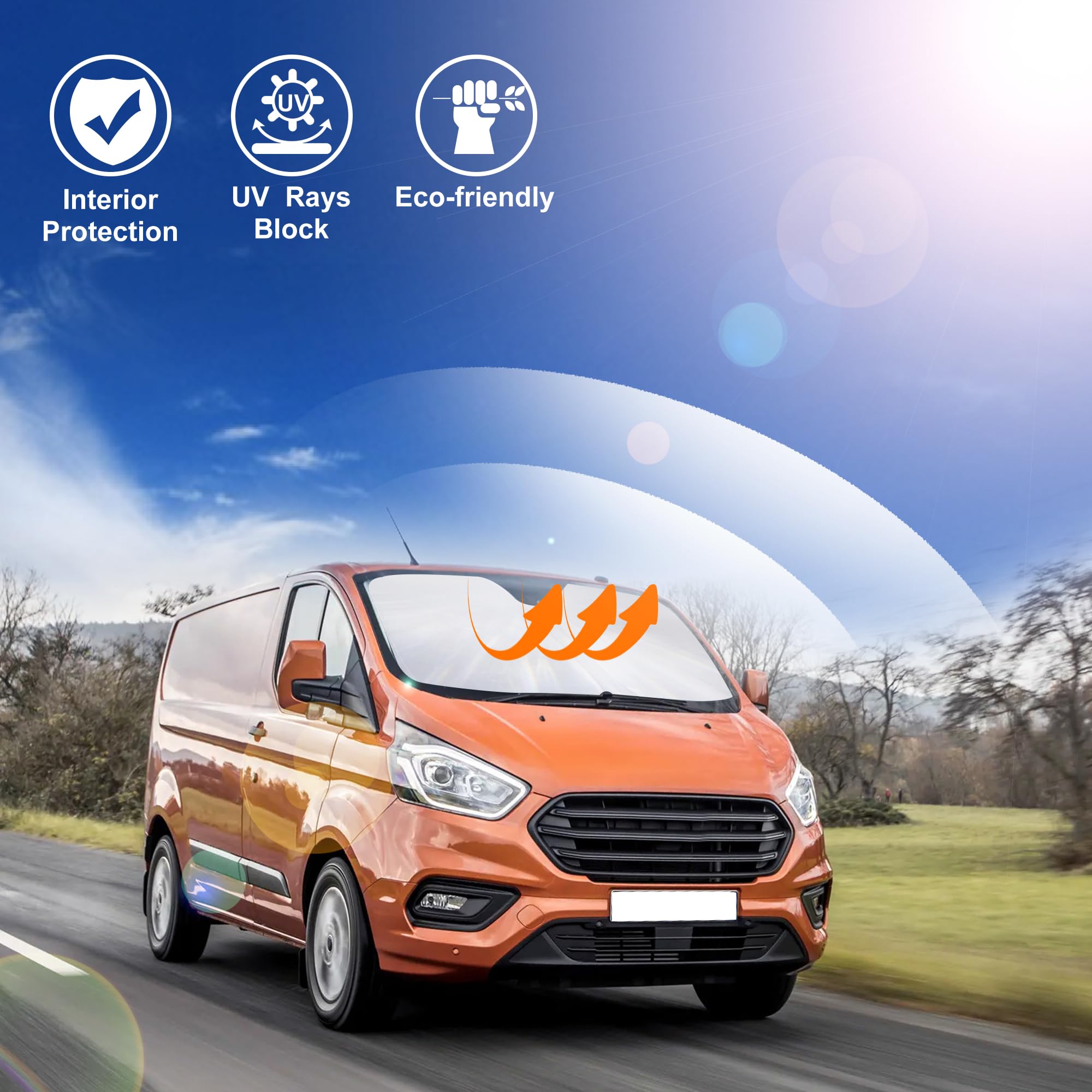 Windshield Sun Shade Custom Fit Ford Transit 2015-2024 2025 Accessories Foldable Sunshade Front Window Protector Keep Your Car C