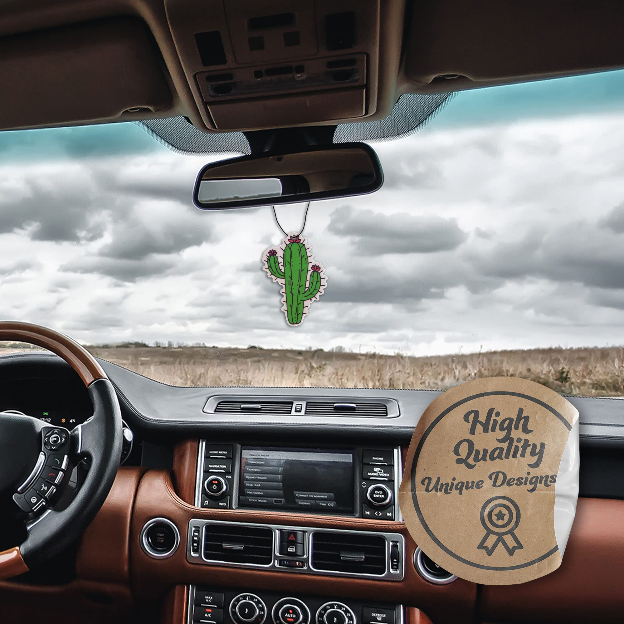 Cute Cactus Car Air Freshener 3 Pack Scented With Essential Oils (3 Pack)