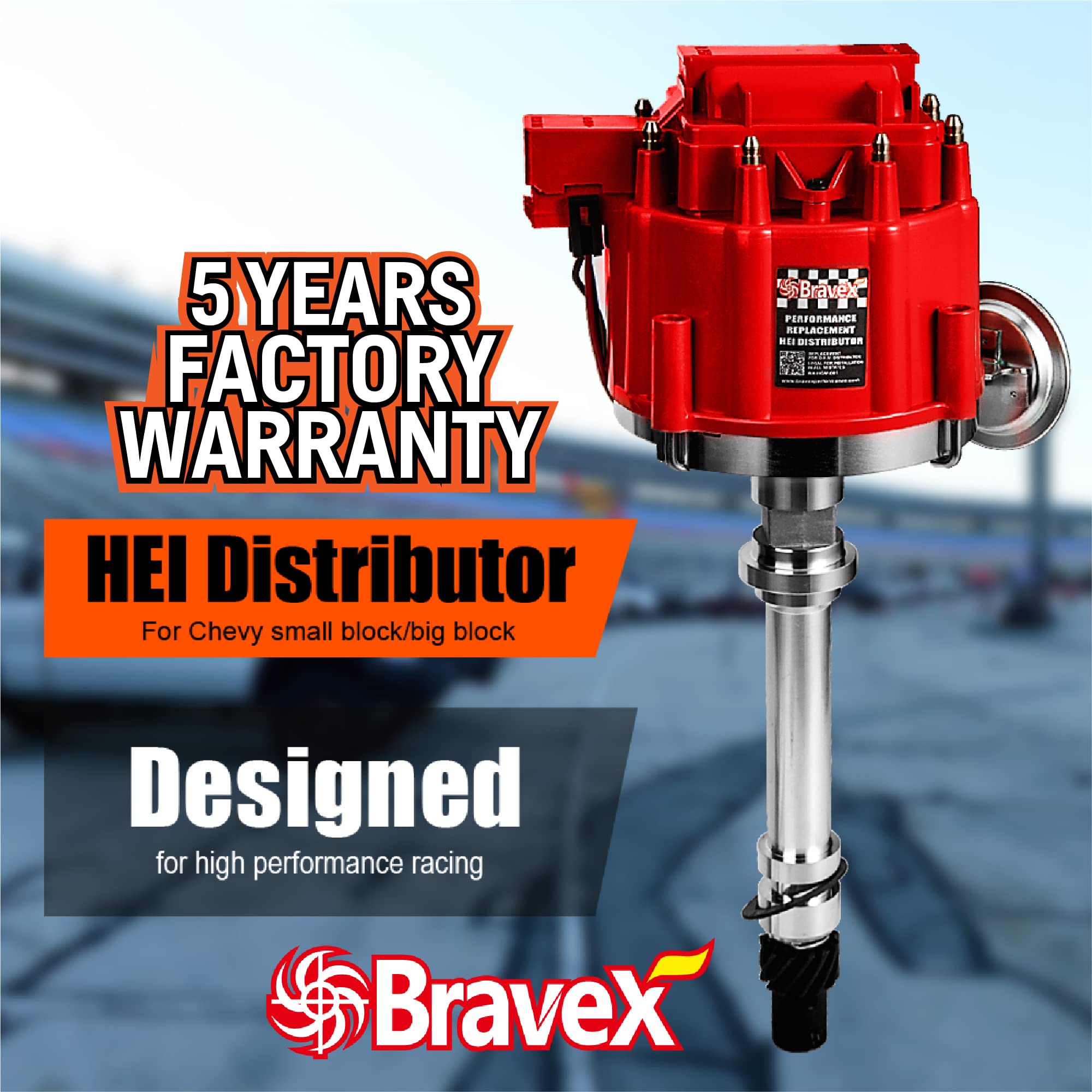 STEINBRCKE High Performance Red Cap HEI Distributor for Chevy gm SBC 283 305 307 327 350 400 BBC 454 396 427 Small/Big Block 65k