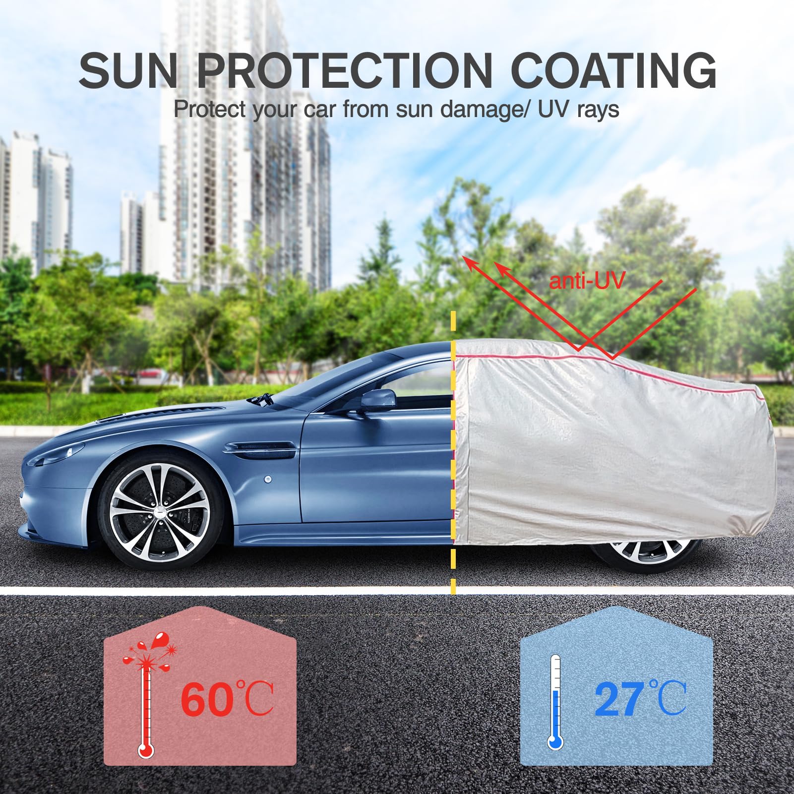 Car Cover Waterproof All Weather, 6 Layers Outdoor Xxl Full Car Cover Uv Snow Rain Wind Dust All Weather Outdoor Protection With