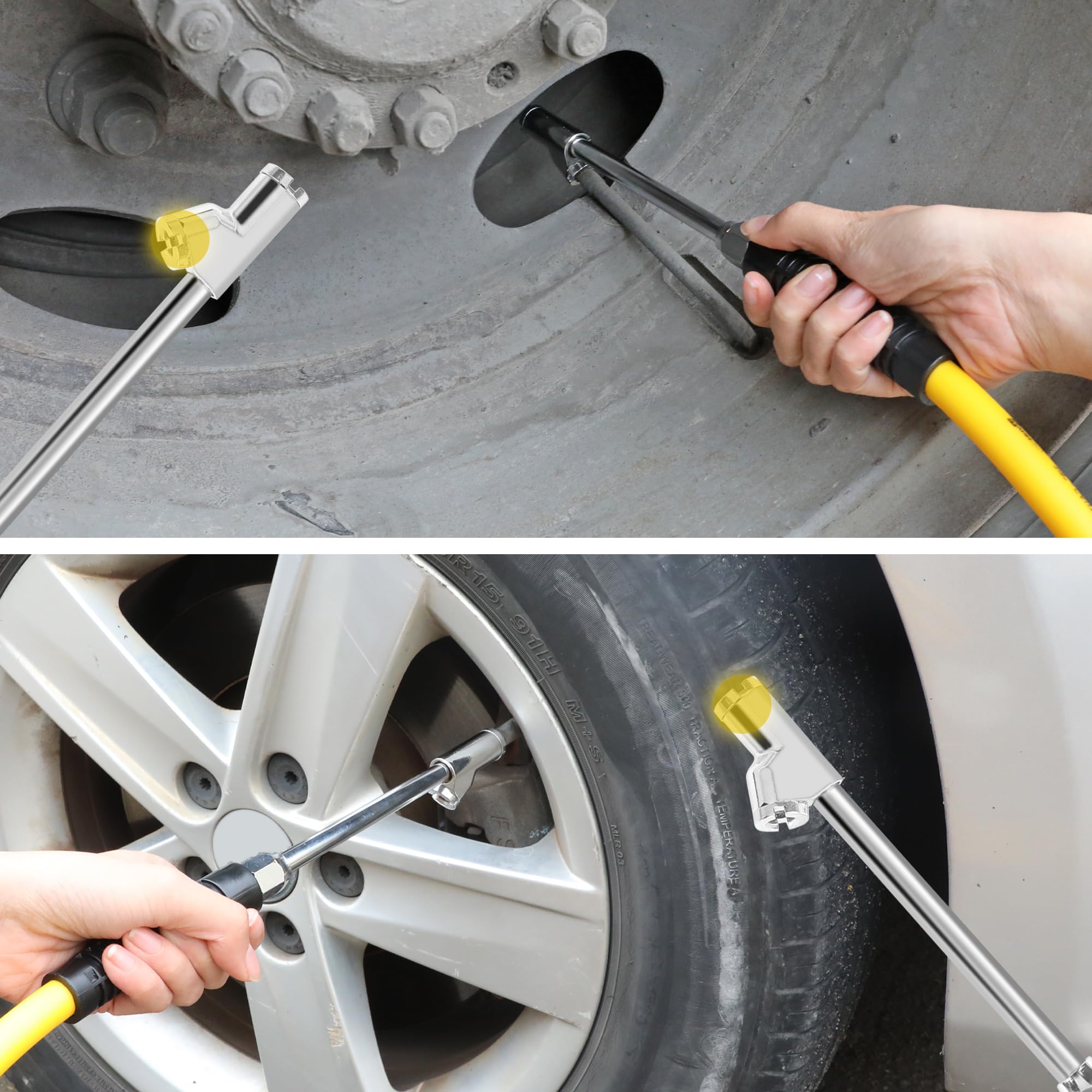 Wynnsky Truck Inflator Kit, 3/8''50Ft Hybrid Air Hose With 1/4''Mnpt Endings, Universal Glad Hand&Chuck