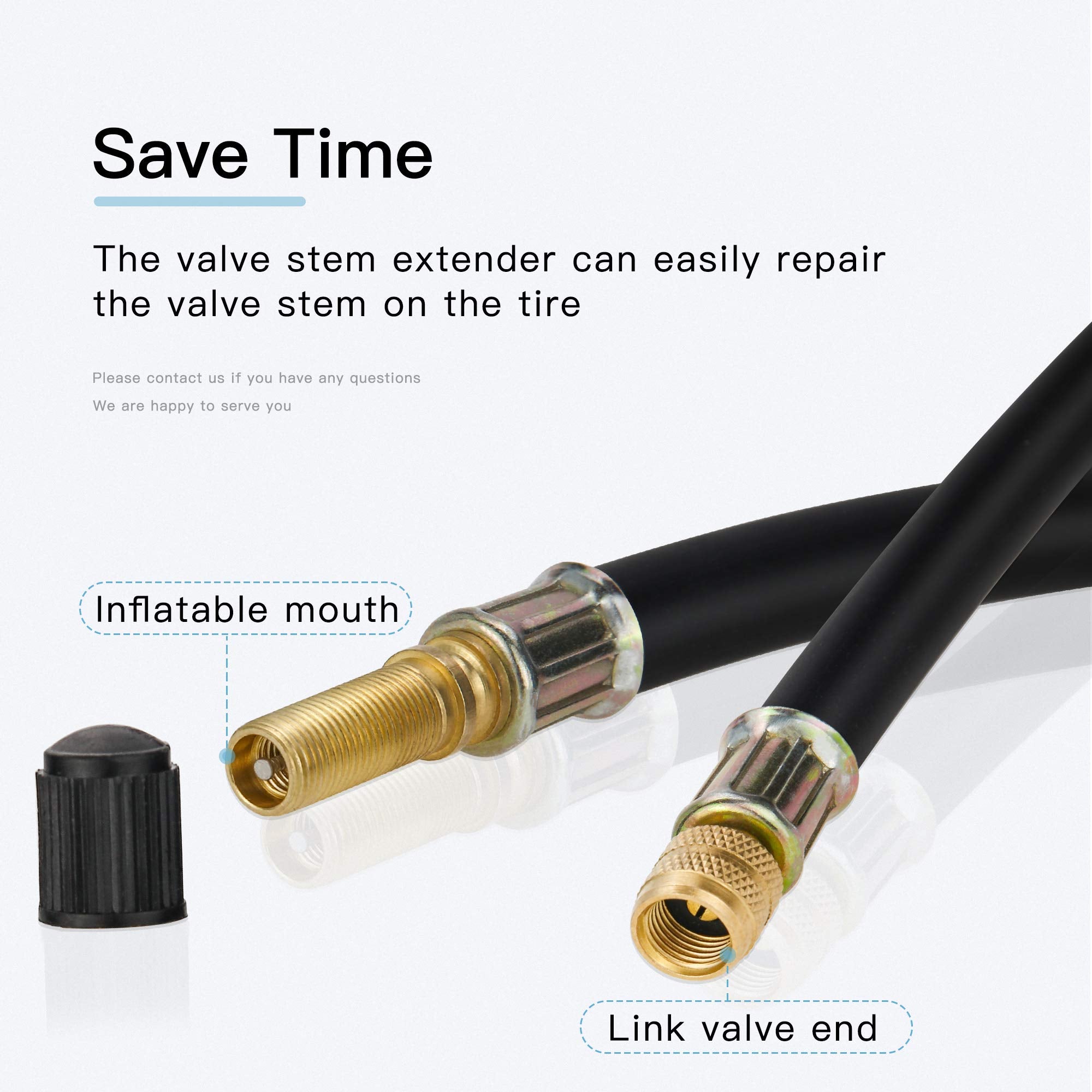 Mellbree Tire Valve Extensions, 8.25 Inch Flexible Schrader Tire Valve Stem Extension With 90 Degree Schrader Tire Valve Stem Ex