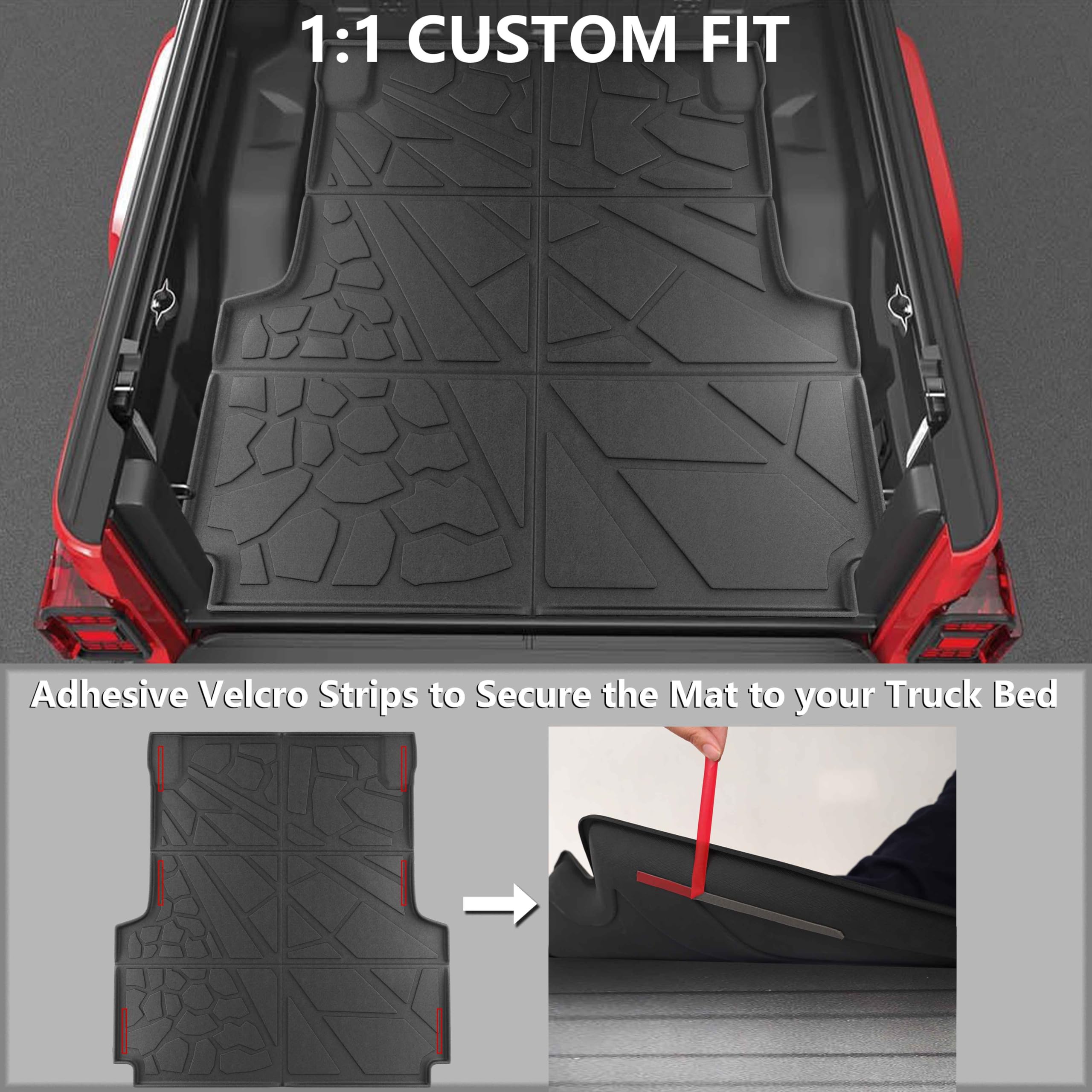 All Weather Floor Mats & Truck Bed Mat Fit For 2020-2025 Jeep Gladiator Jt, Tpe Rubber Protection Front & 2Nd Row Floor Liners &