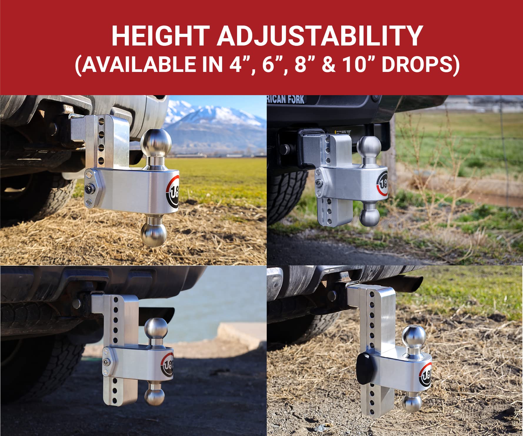 Weigh Safe Adjustable Trailer Hitch Ball Mount, 6'' Adjustable Drop Hitch for 2.5'' Receiver w/ 2 pc Keyed Alike Lock Set, Heavy