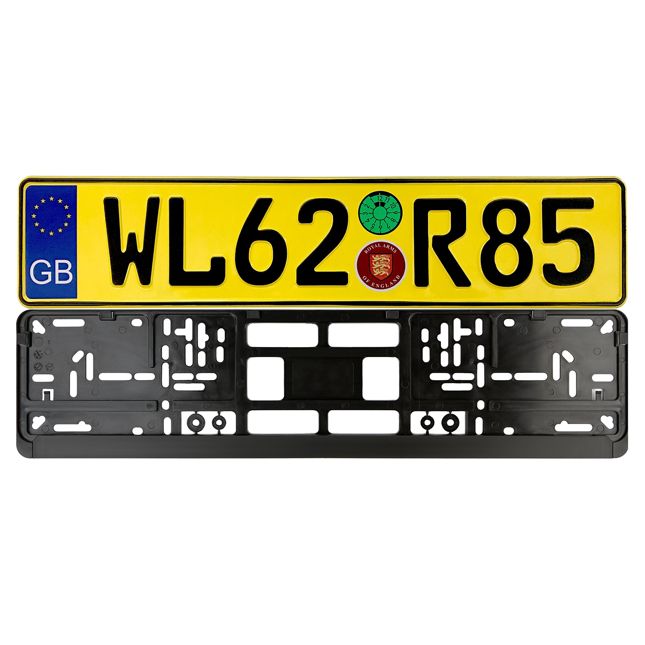 British Gloss Yellow Euro Plate Package - Plate, Frame & Mounting Screws