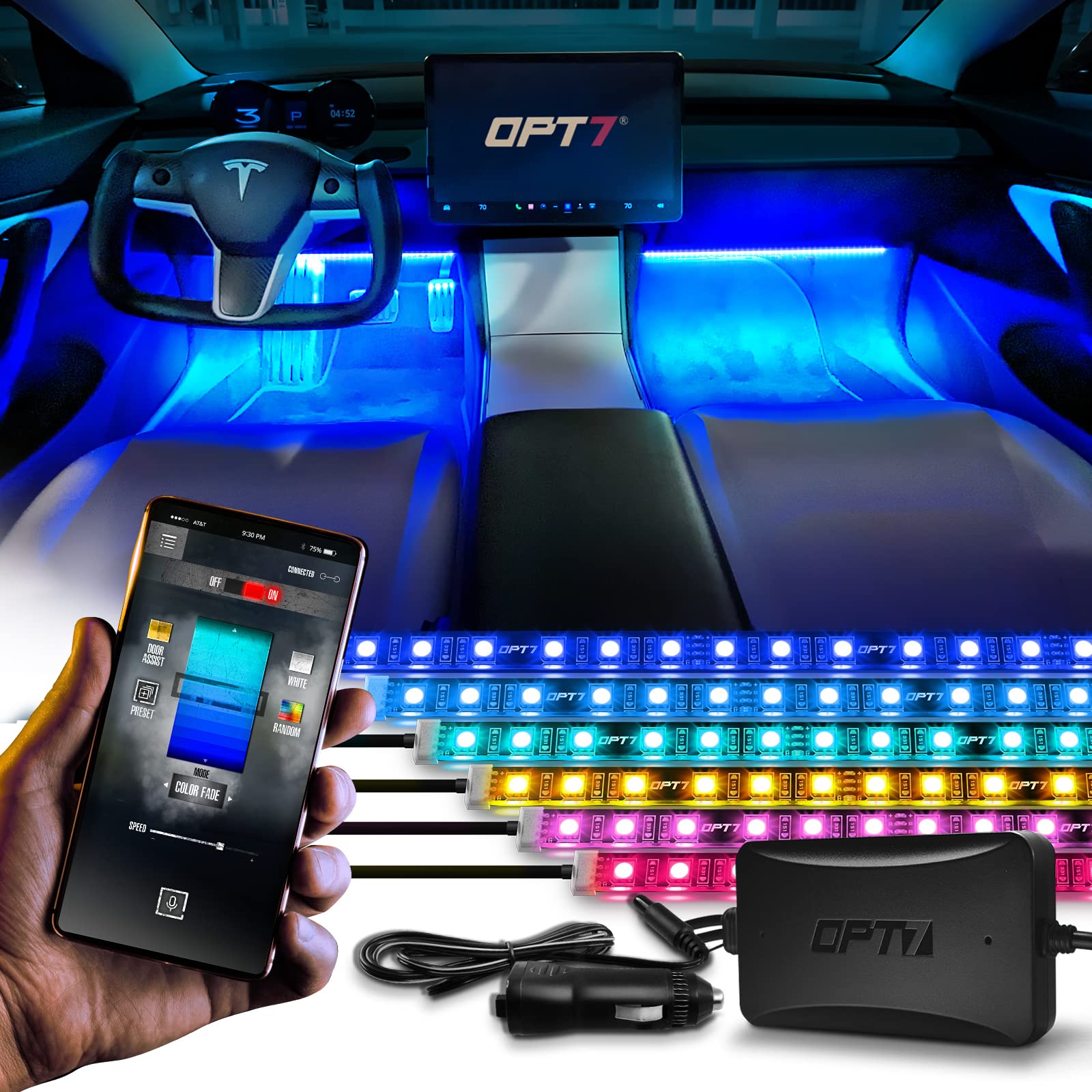 Opt7 Aura Pro 6Pc Interior Lights For Truck Suv Rv With App & Remote Control, Multicolor Mode, Music Sync Neon Accent Lighting K