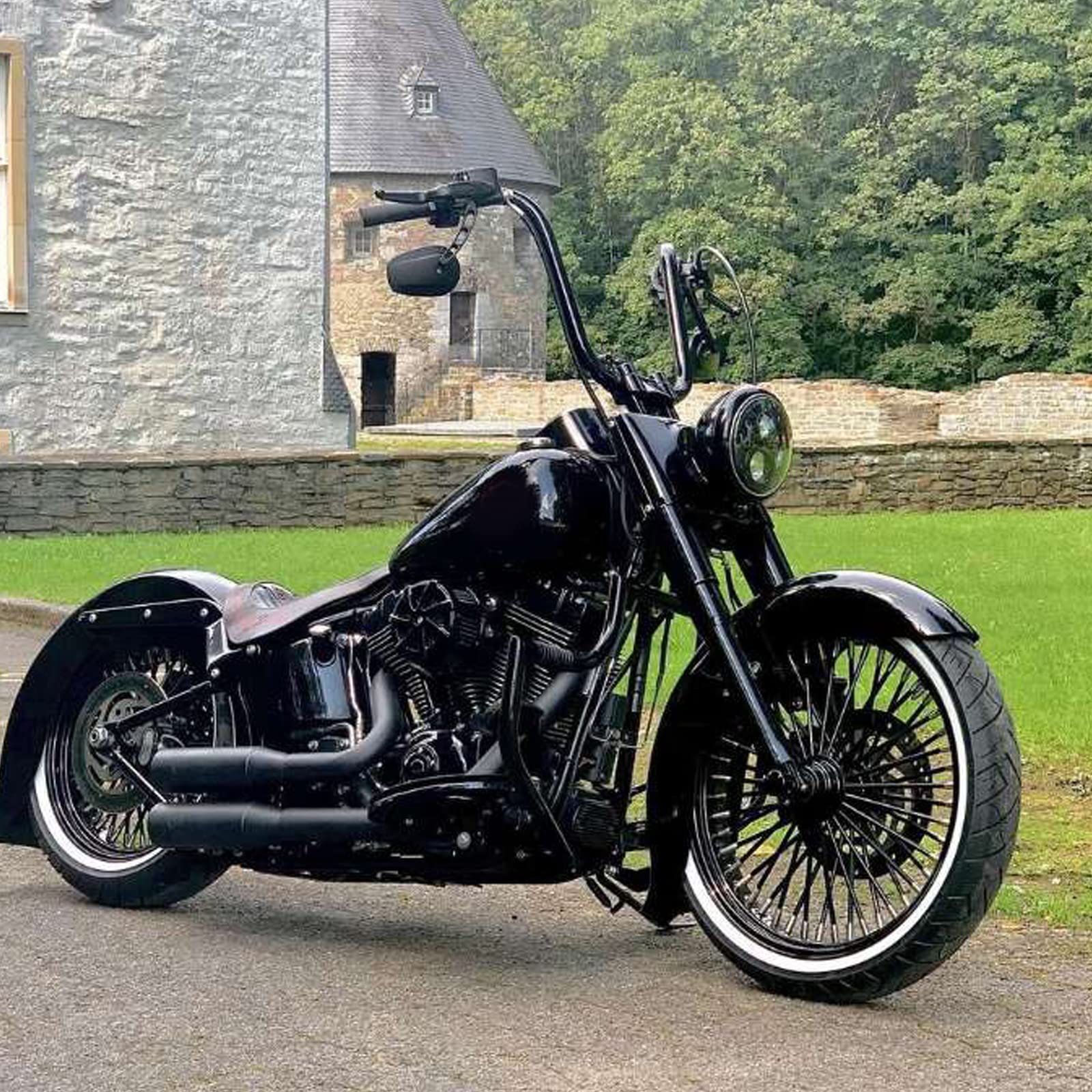 Rich Choices 8mm Black Motorcycle Rearview Side Mirror - Hollow Styling for Harley Bobber Cruiser Custom MT