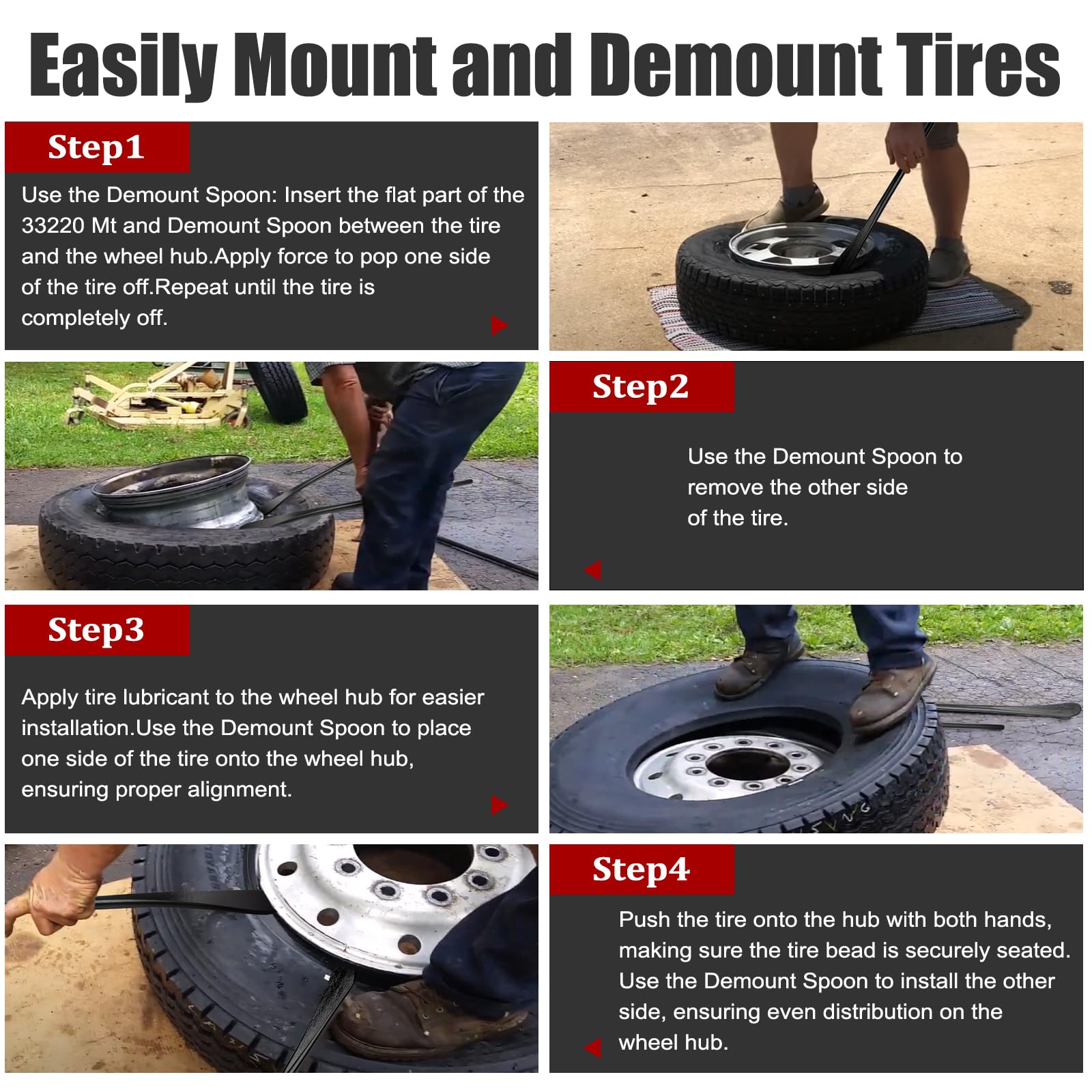 2 Pcs Tire Bar, Tire Spoon, 33220 Mt And Demount Spoon, Tire Iron For Fast And Efficient Tire Removal And Installation, 30 In, 1