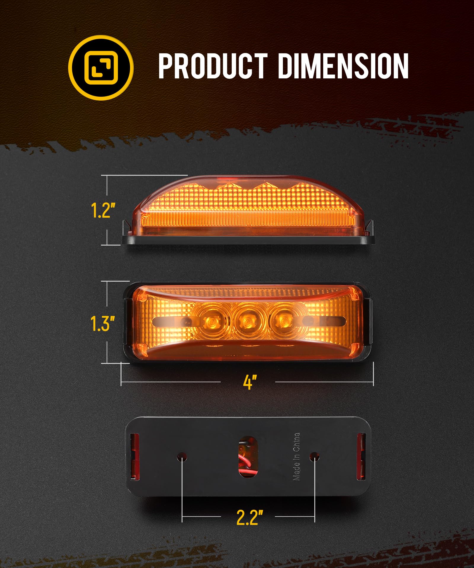 Partsam 10Pcs 3.9 Inch 3Led Side Marker Clearance Lights With Reflectors For Rv Truck Trailer Camper Ute Utv, Sealed Waterproof,