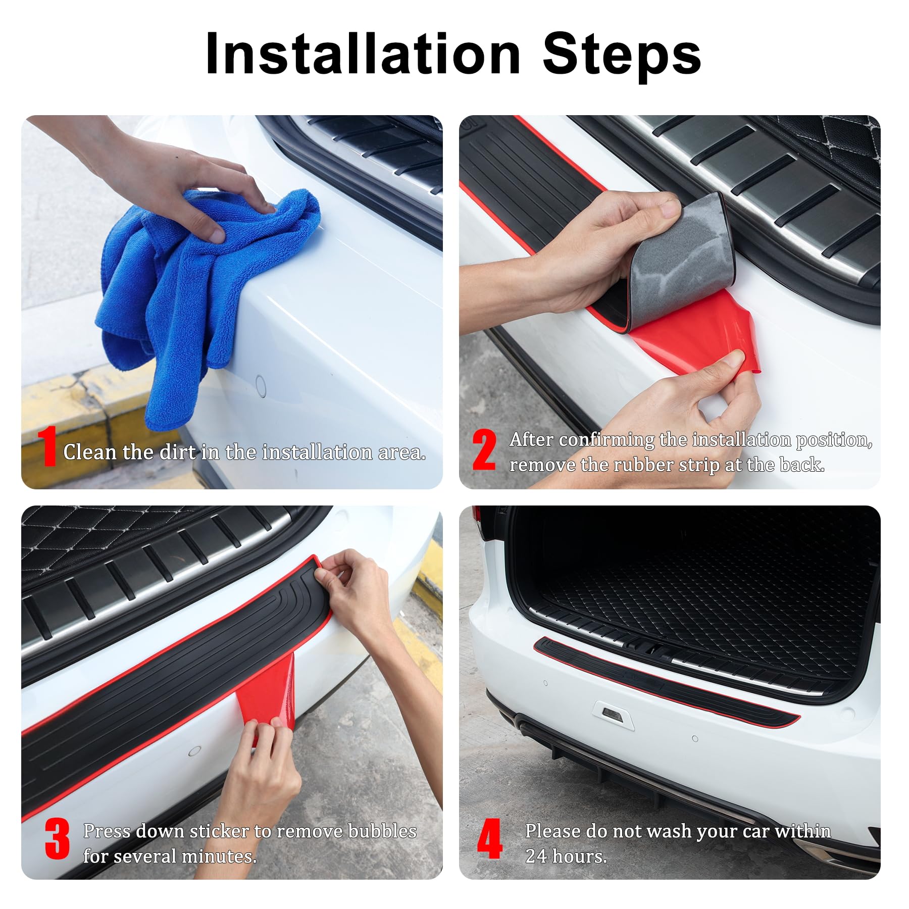 Singaro Car Rear Bumper Protector, 35.5Inch X2.75Inch Car/Suv Universal Rubber Anti-Scratch Trunk Exterior Accessories(Black)