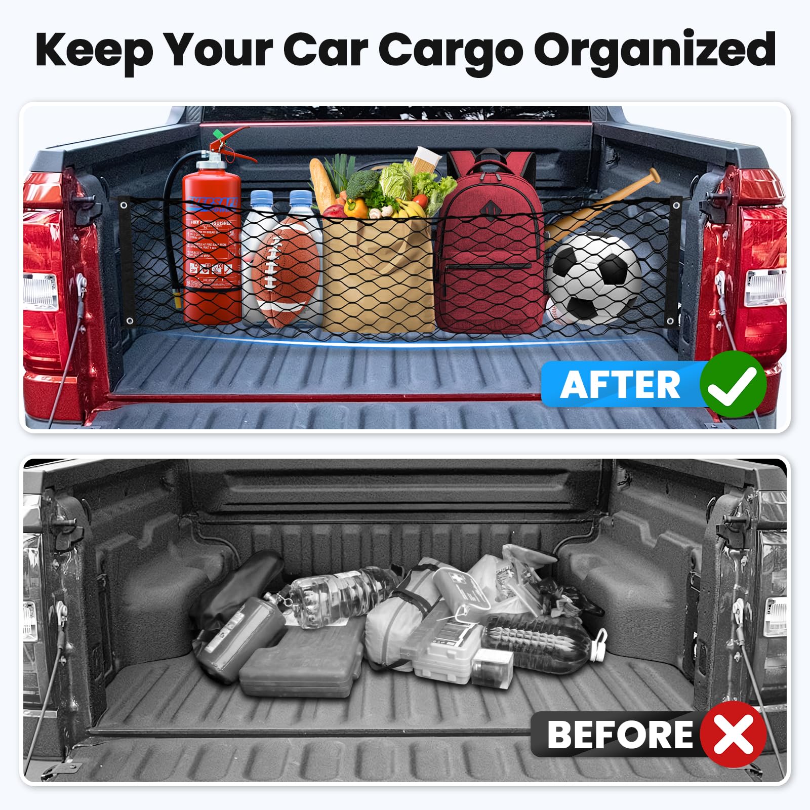 Canvcle Trunk Cargo Net for 2022-2025 Ford Maverick Accessories Envelope Style Mesh Trunk Net Organizer and Storage Stretchable